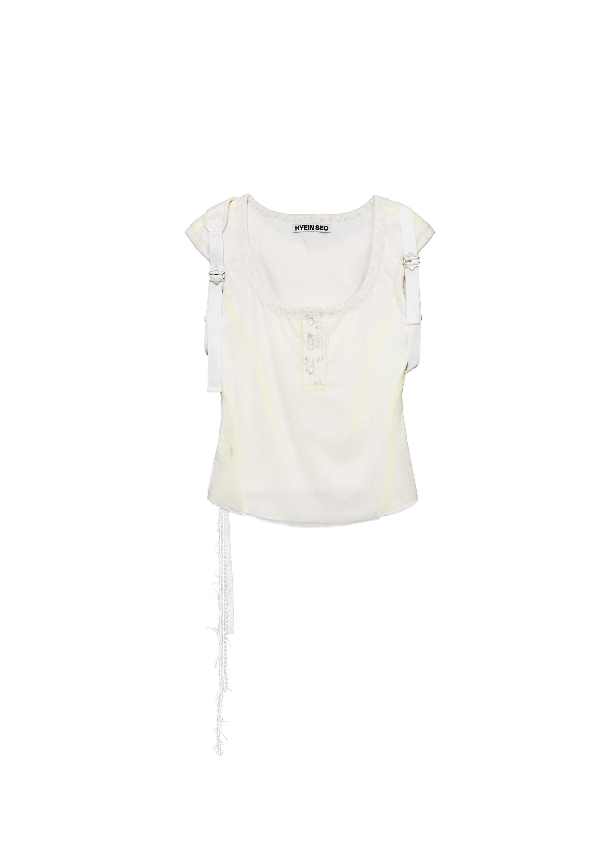 Hyein Seo - Henley Top w/ Back Strap (White) product image 5 | TRAB K-Fashion Australia