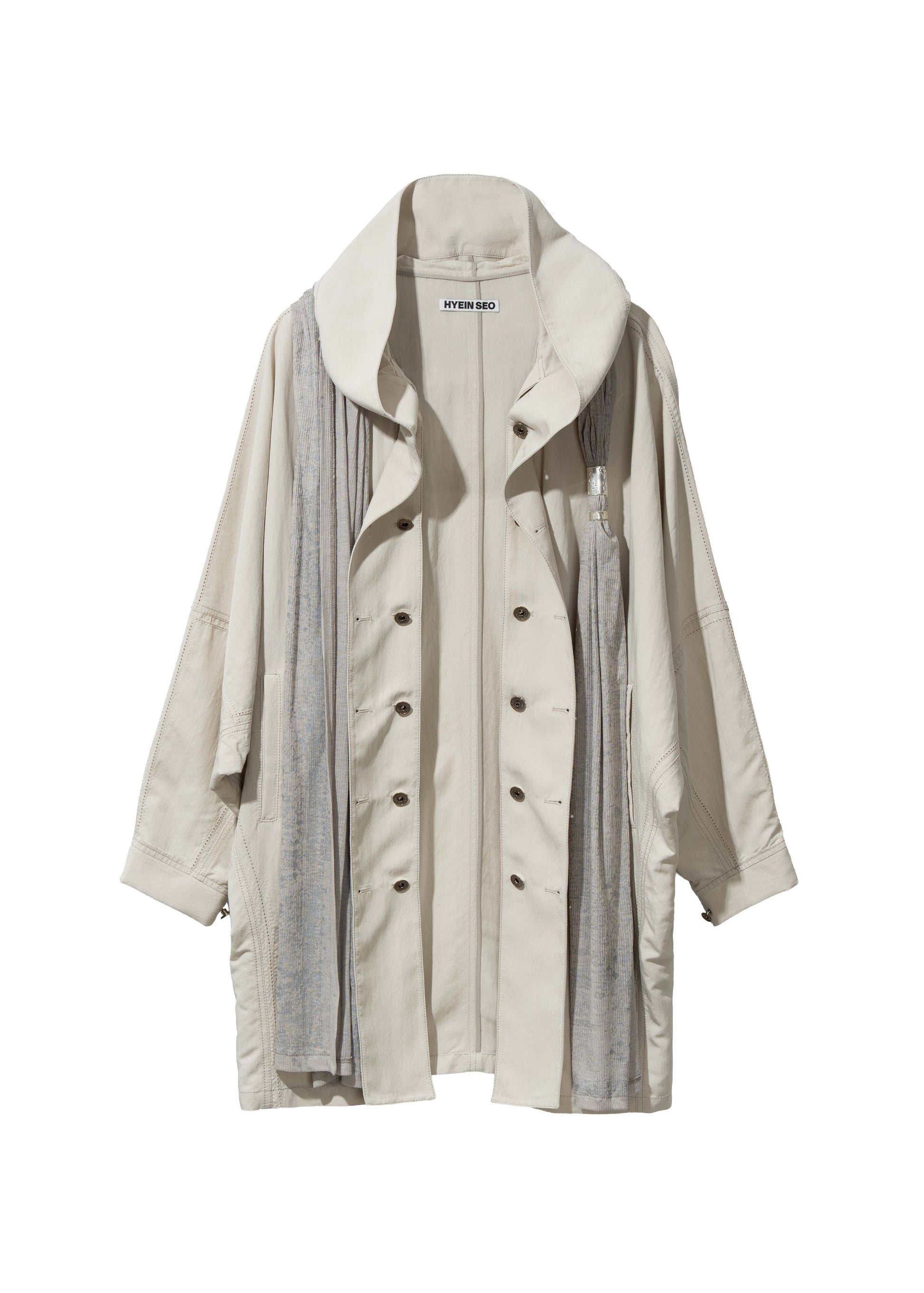 Hyein Seo - Hooded Coat w/ Graphic Muffler (Mist Grey) product image 6 | TRAB K-Fashion Australia
