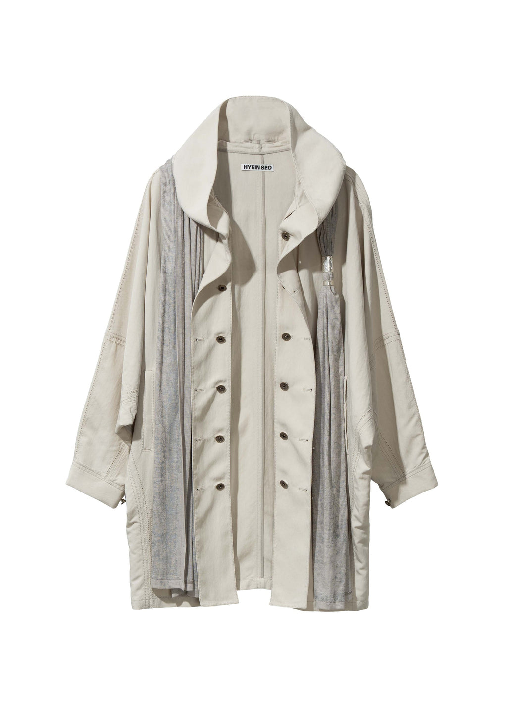 Hyein Seo - Hooded Coat w/ Graphic Muffler (Mist Grey) product image 1 | TRAB K-Fashion Australia