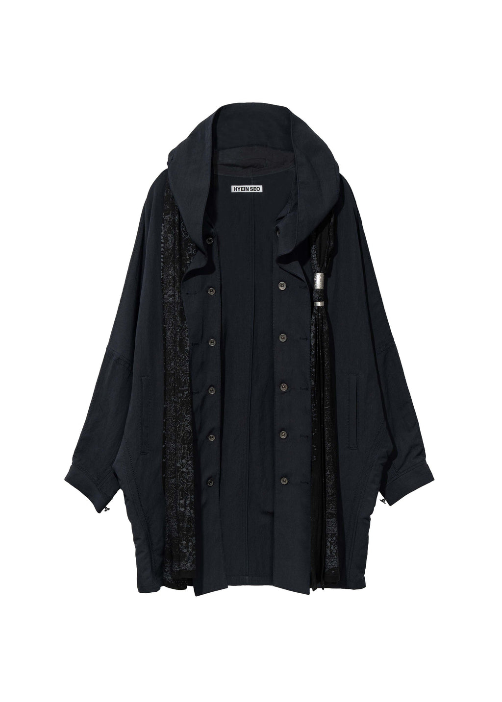 Hyein Seo - Hooded Coat w/ Graphic Muffler (Midnight) product image 1 | TRAB K-Fashion Australia