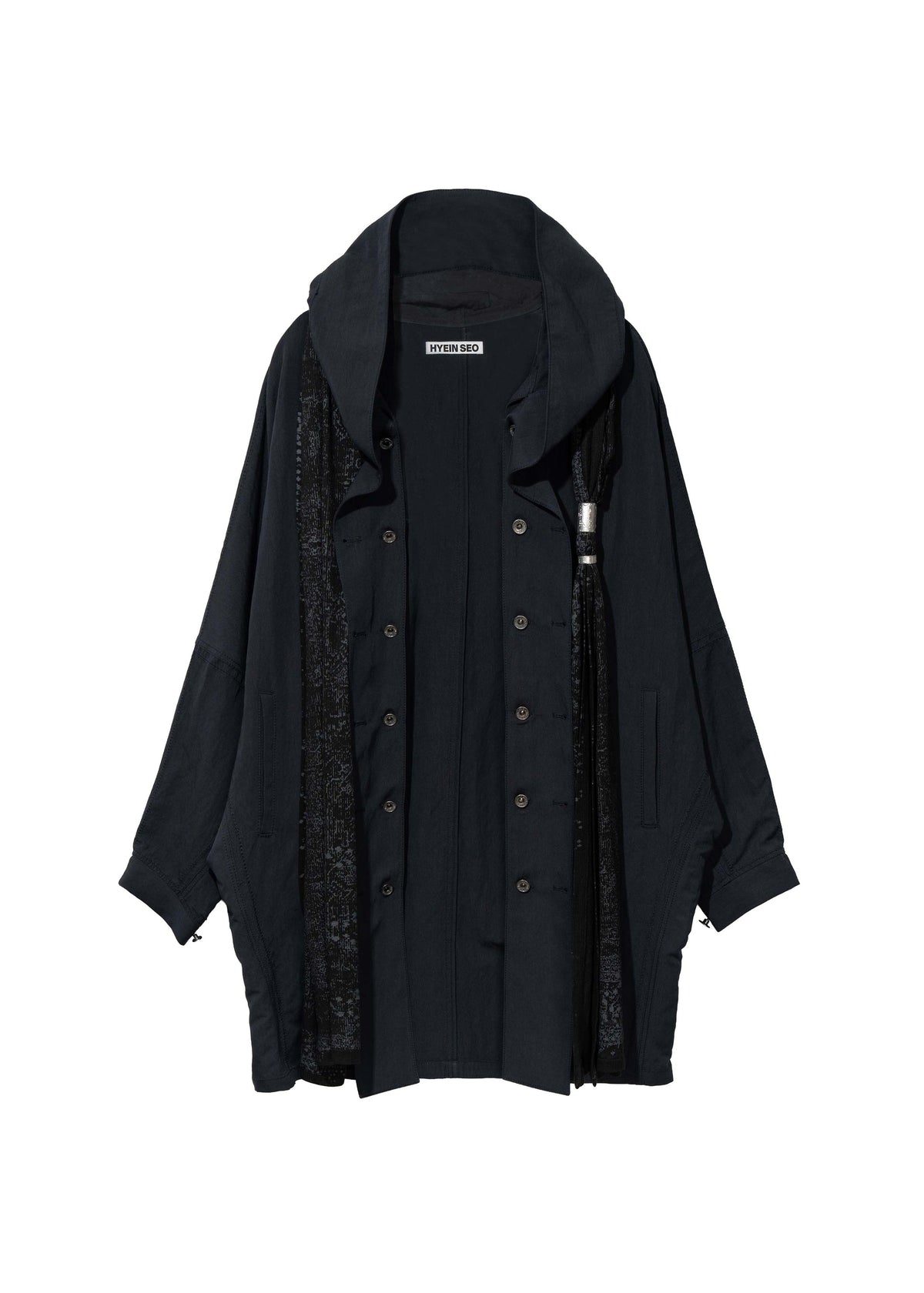 Hyein Seo - Hooded Coat w/ Graphic Muffler (Midnight) product image 1 | TRAB K-Fashion Australia