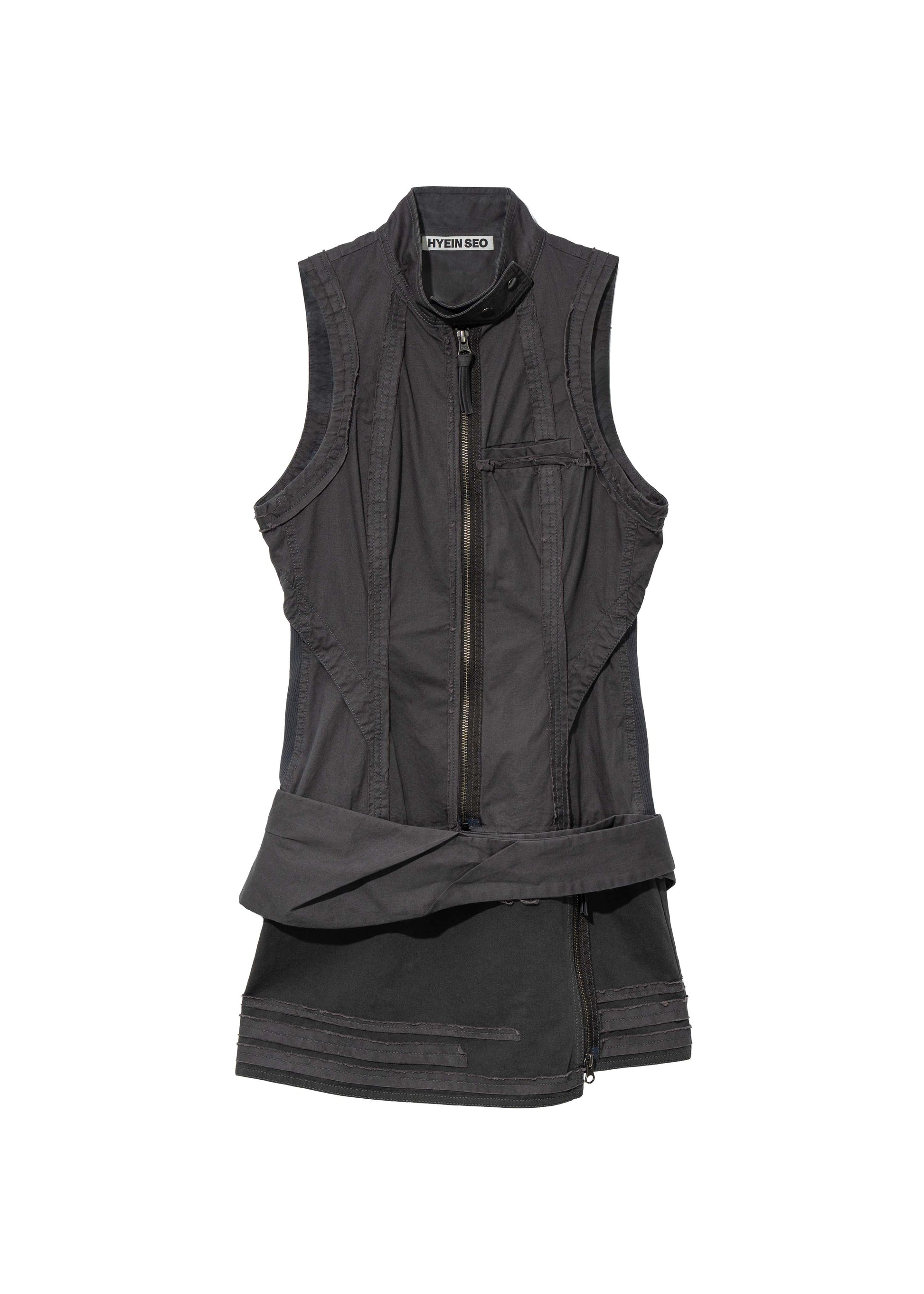 Hyein Seo - Sleeveless Moto Dress w/ Belt Bag (Charcoal) product image 5 | TRAB K-Fashion Australia