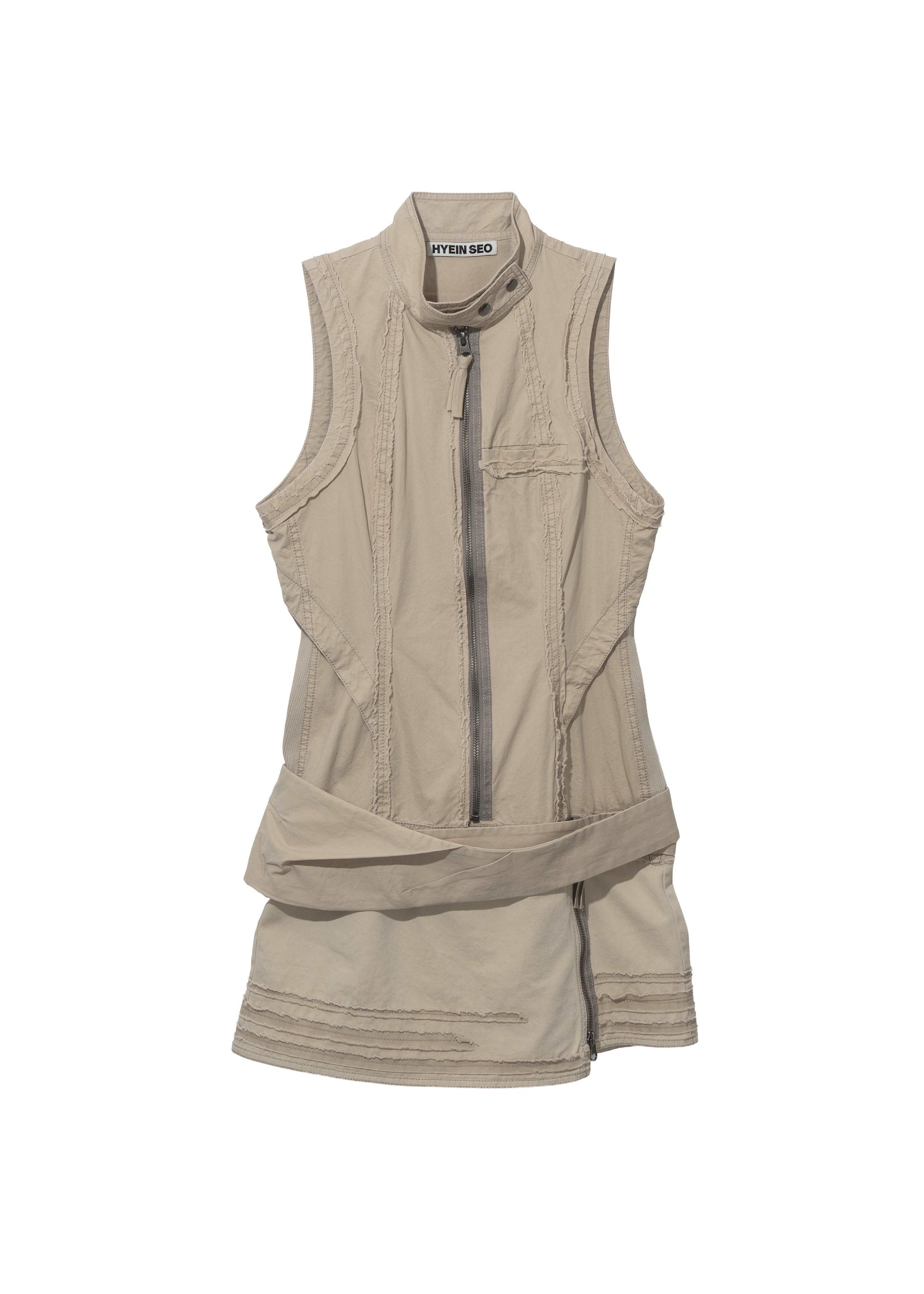 Hyein Seo - Sleeveless Moto Dress w/ Belt Bag (Sand Beige) product image 5 | TRAB K-Fashion Australia