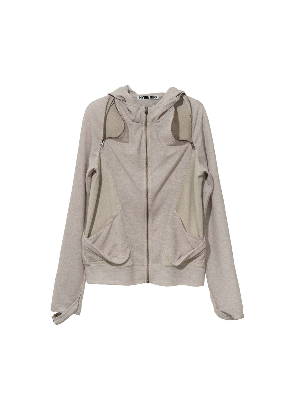 Hyein Seo - Slashed Zip Hoodie (Beige) product image 11 | TRAB K-Fashion Australia