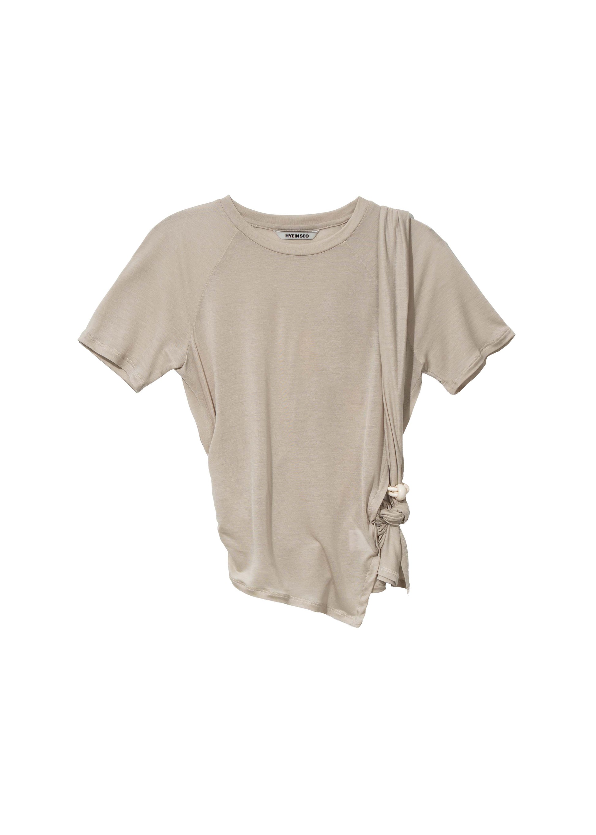 Hyein Seo - Tied Asymmetric T-shirt (Beige) product image 5 | TRAB K-Fashion Australia