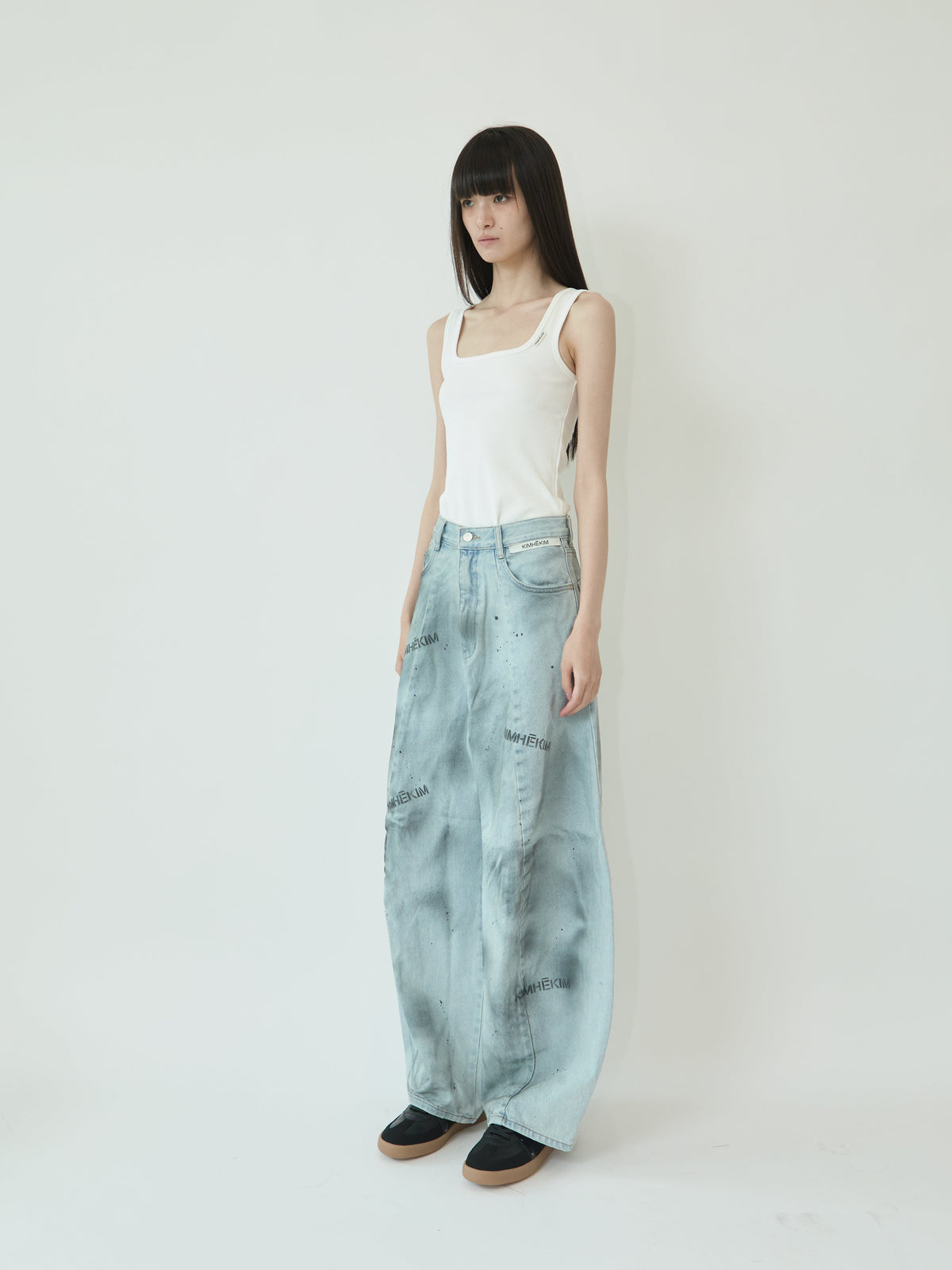Kimhe Kim - Spray Dyed Balloon Fit Jeans (Sky Blue/Charcoal) product image 2 | TRAB K-Fashion Australia