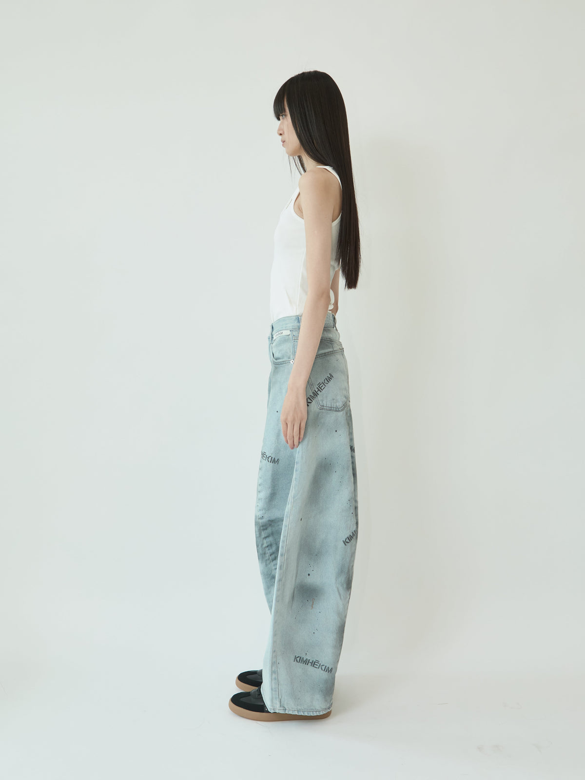 Kimhe Kim - Spray Dyed Balloon Fit Jeans (Sky Blue/Charcoal) product image 3 | TRAB K-Fashion Australia