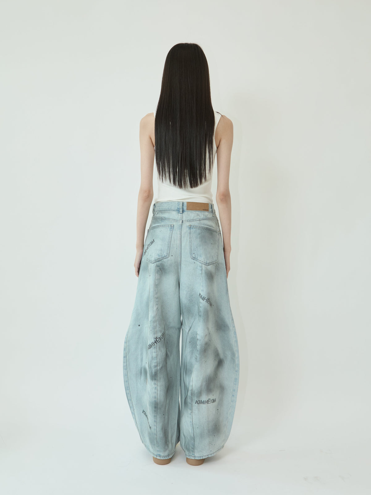 Kimhe Kim - Spray Dyed Balloon Fit Jeans (Sky Blue/Charcoal) product image 4 | TRAB K-Fashion Australia