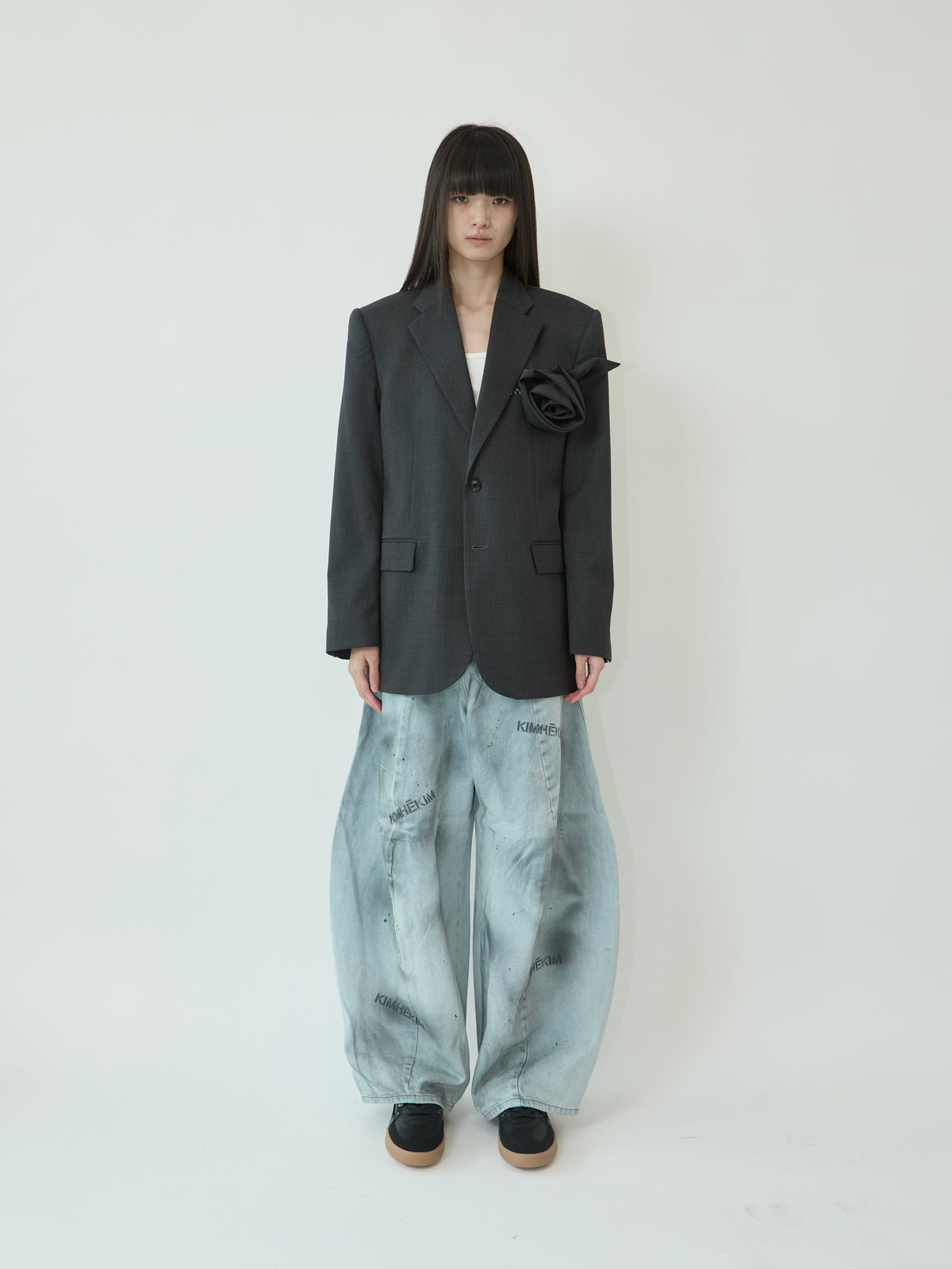 Kimhe Kim - Summer Daniel Striped Jacket (Grey) product image 1 | TRAB K-Fashion Australia
