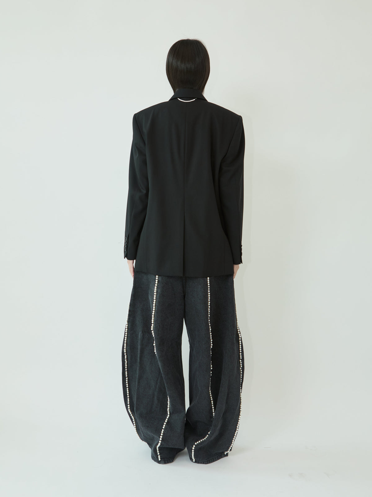 Kimhe Kim - Pearl Embellished Balloon Jeans (Black) product image 4 | TRAB K-Fashion Australia