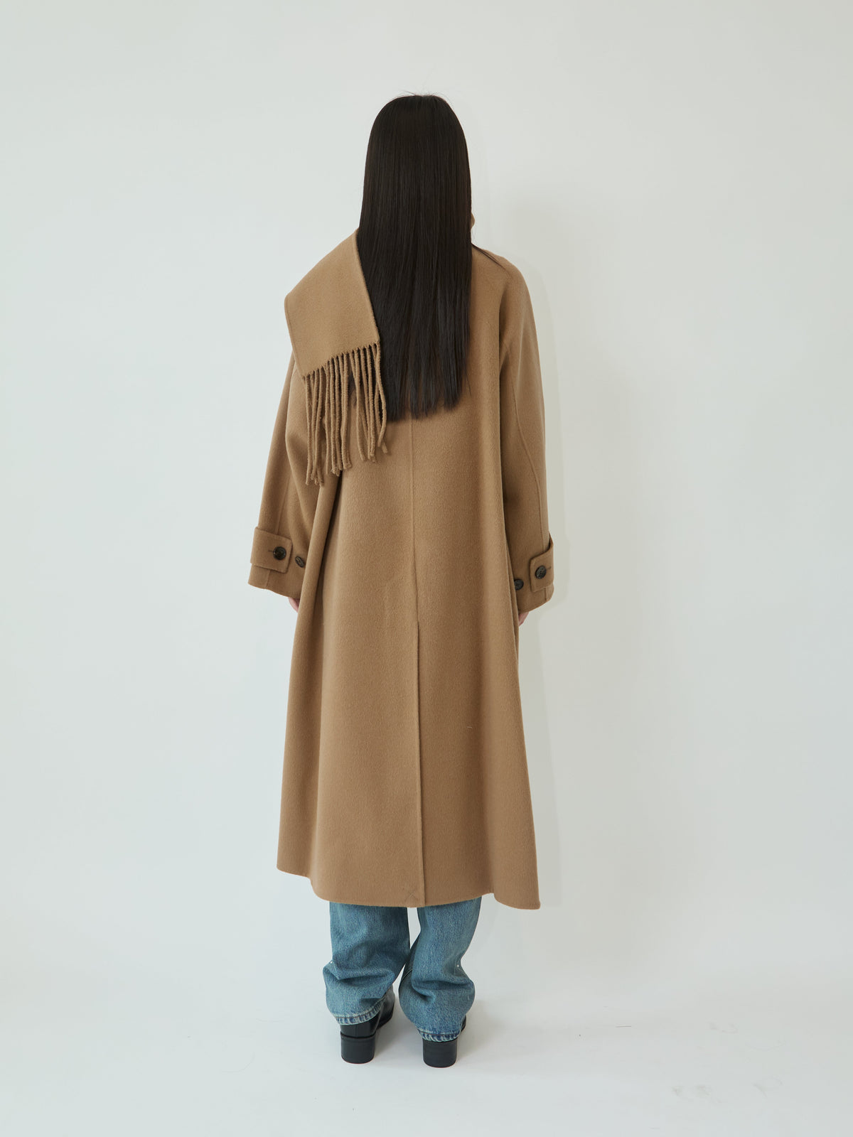 Kimhe Kim - Scarf Detail Long Coat (Beige) product image 5 | TRAB K-Fashion Australia