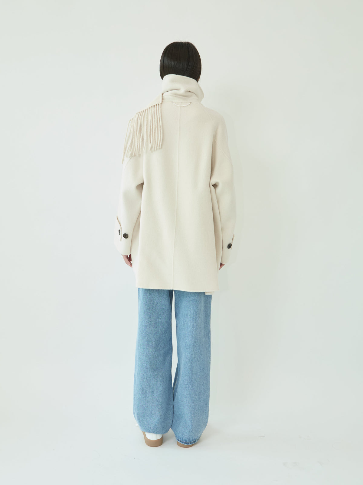 Kimhe Kim - Scarf Detail Half Coat (Ivory) product image 5 | TRAB K-Fashion Australia