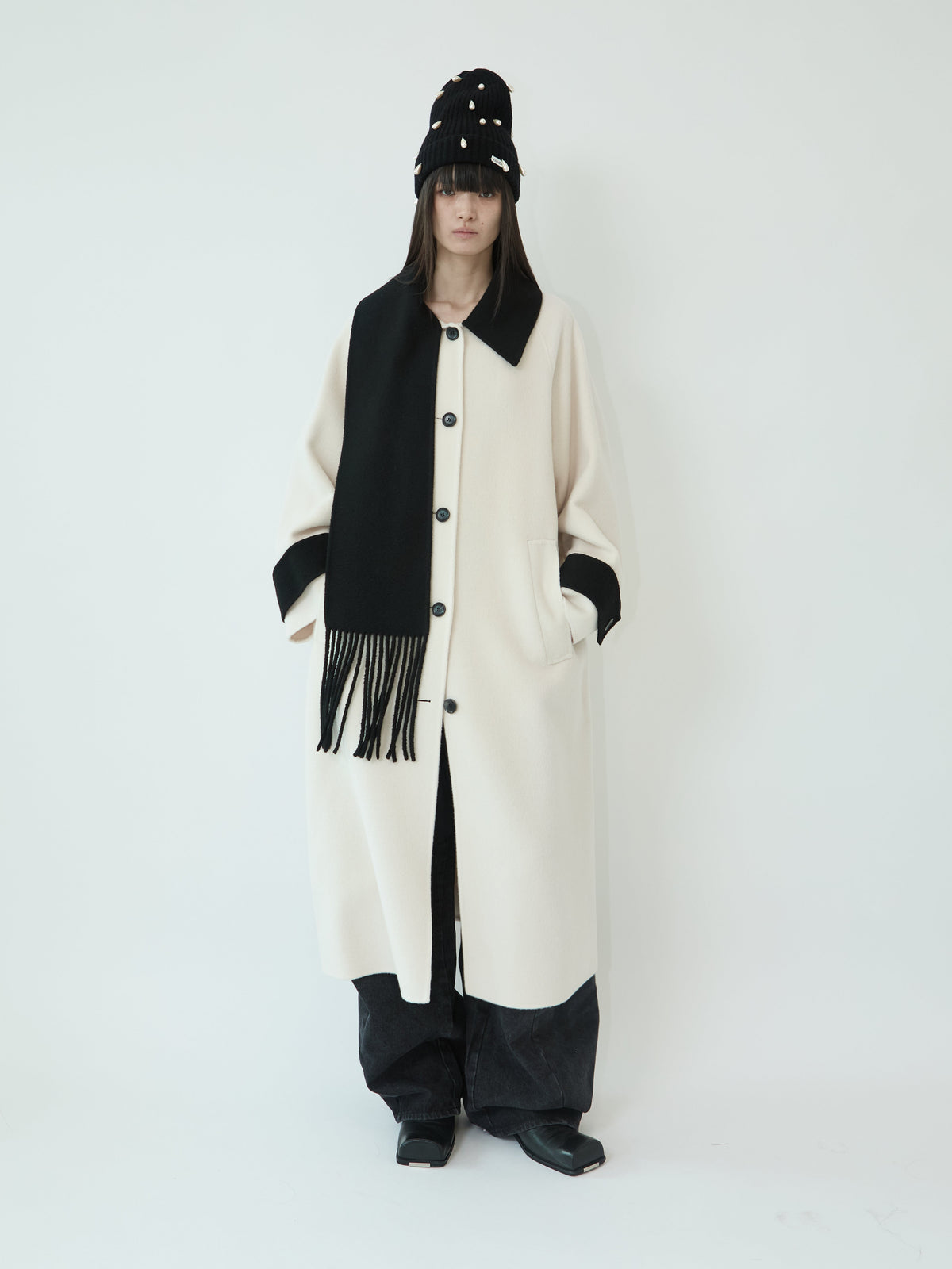 Kimhe Kim - Pearl Embellished Beanie (Black) product image 1 | TRAB K-Fashion Australia