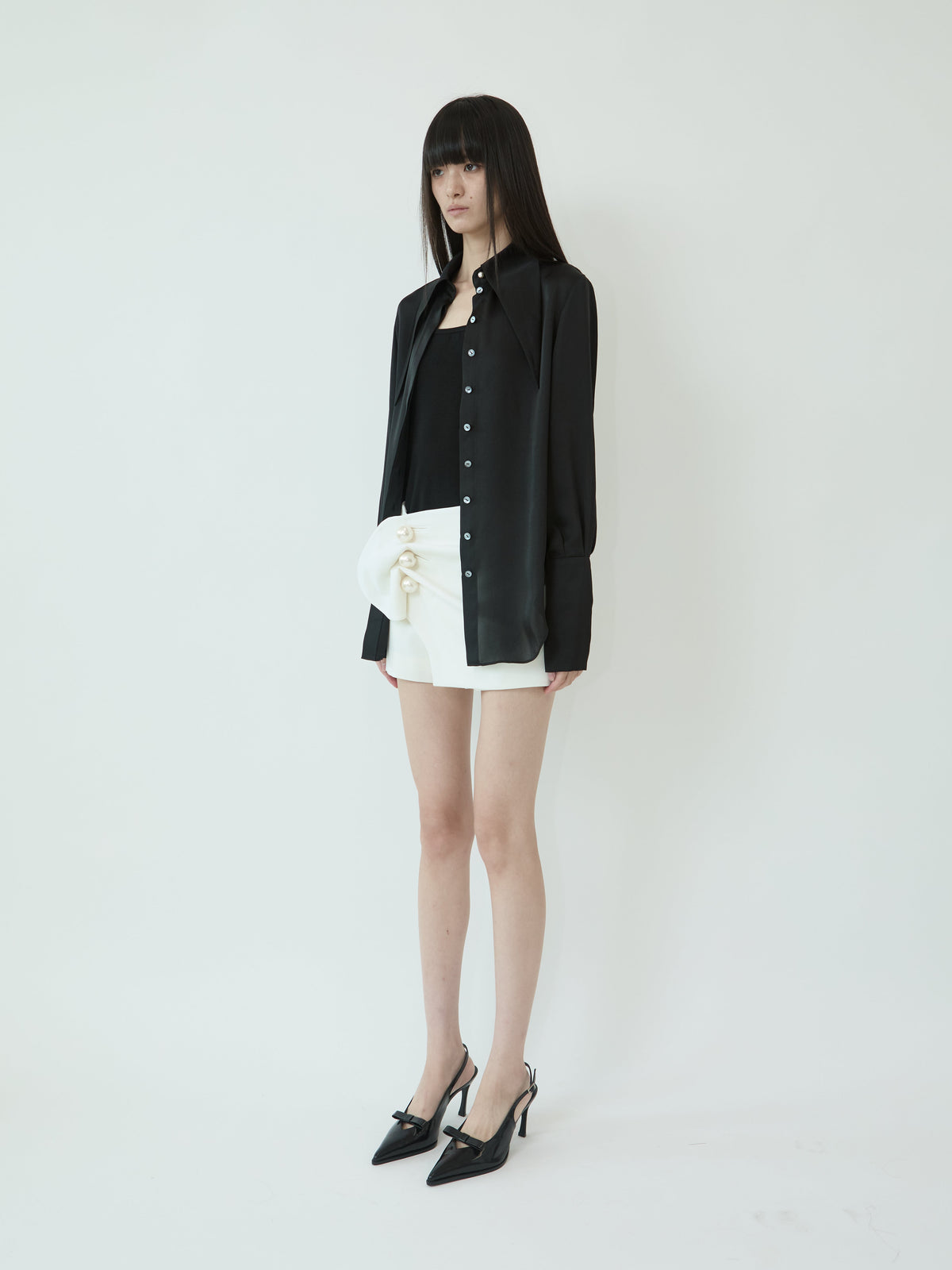 Kimhe Kim - Satin Elf Shirt (Black) product image 2 | TRAB K-Fashion Australia