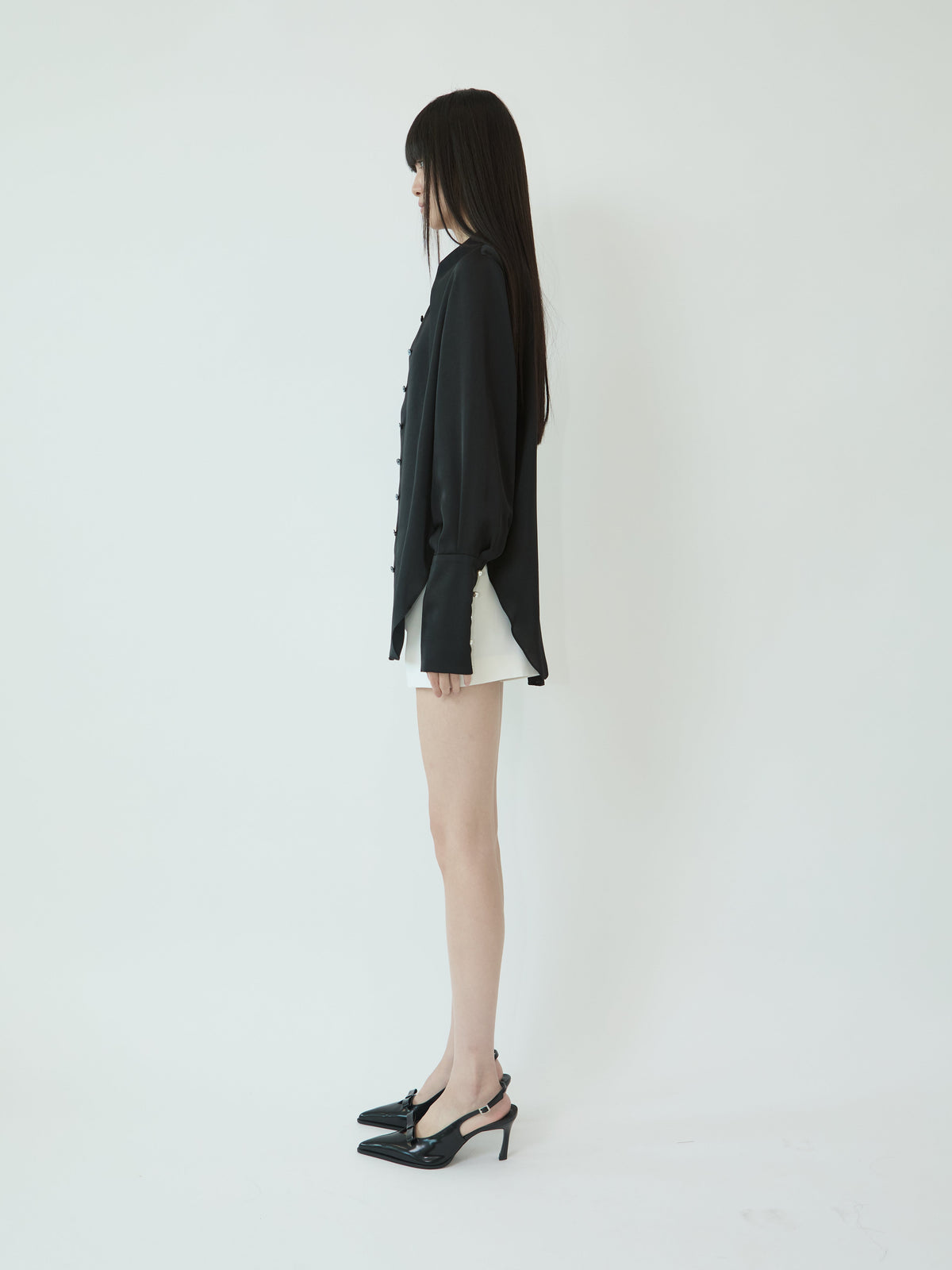 Kimhe Kim - Satin Elf Shirt (Black) product image 3 | TRAB K-Fashion Australia