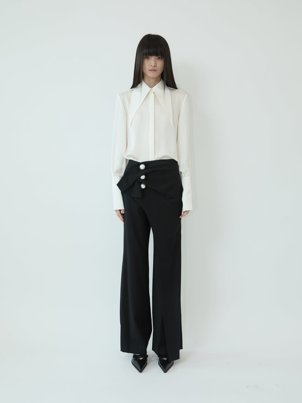 Kimhe Kim - Satin Elf Shirt (Ivory) product image 1 | TRAB K-Fashion Australia