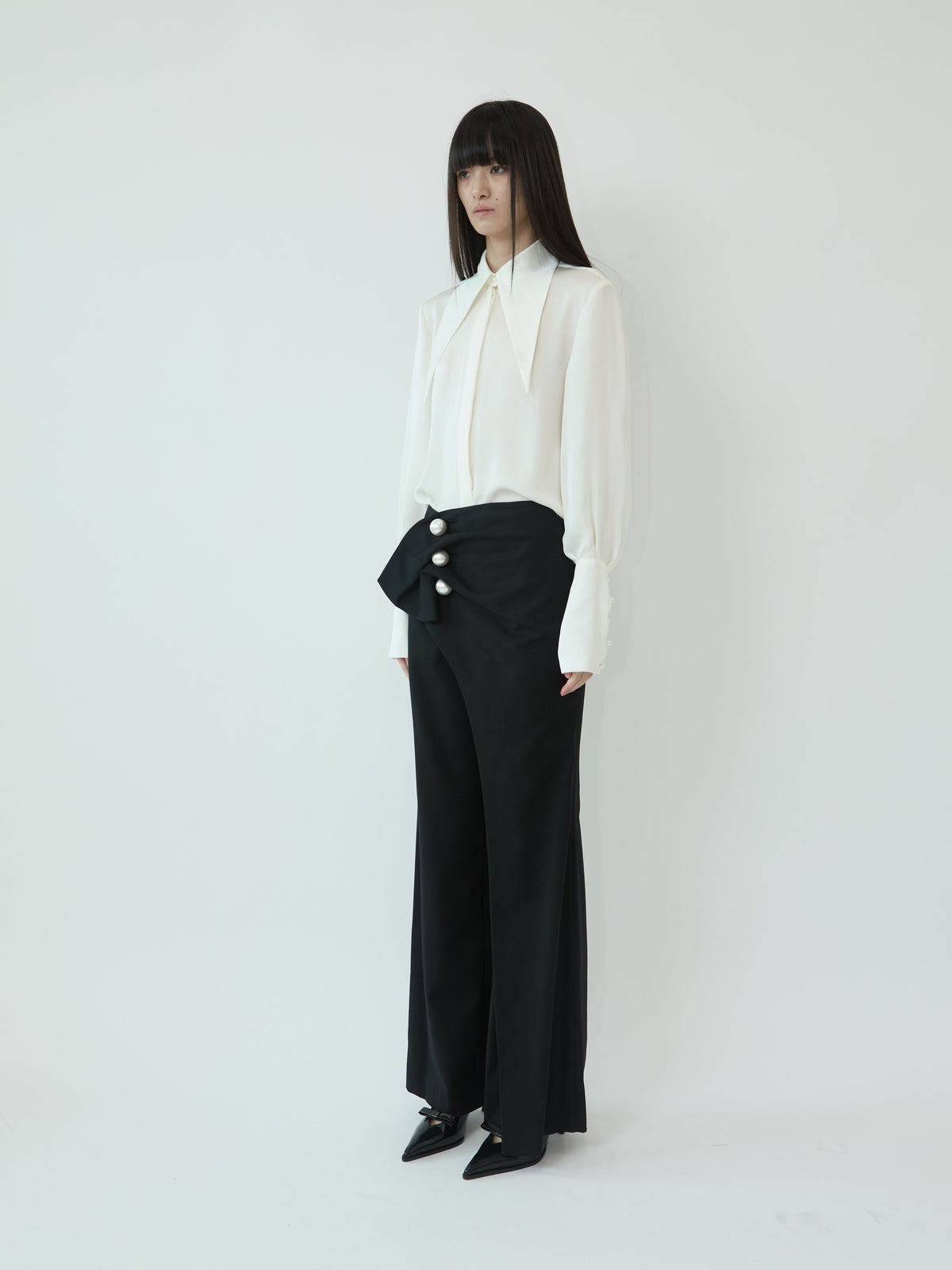 Kimhe Kim - Satin Elf Shirt (Ivory) product image 2 | TRAB K-Fashion Australia