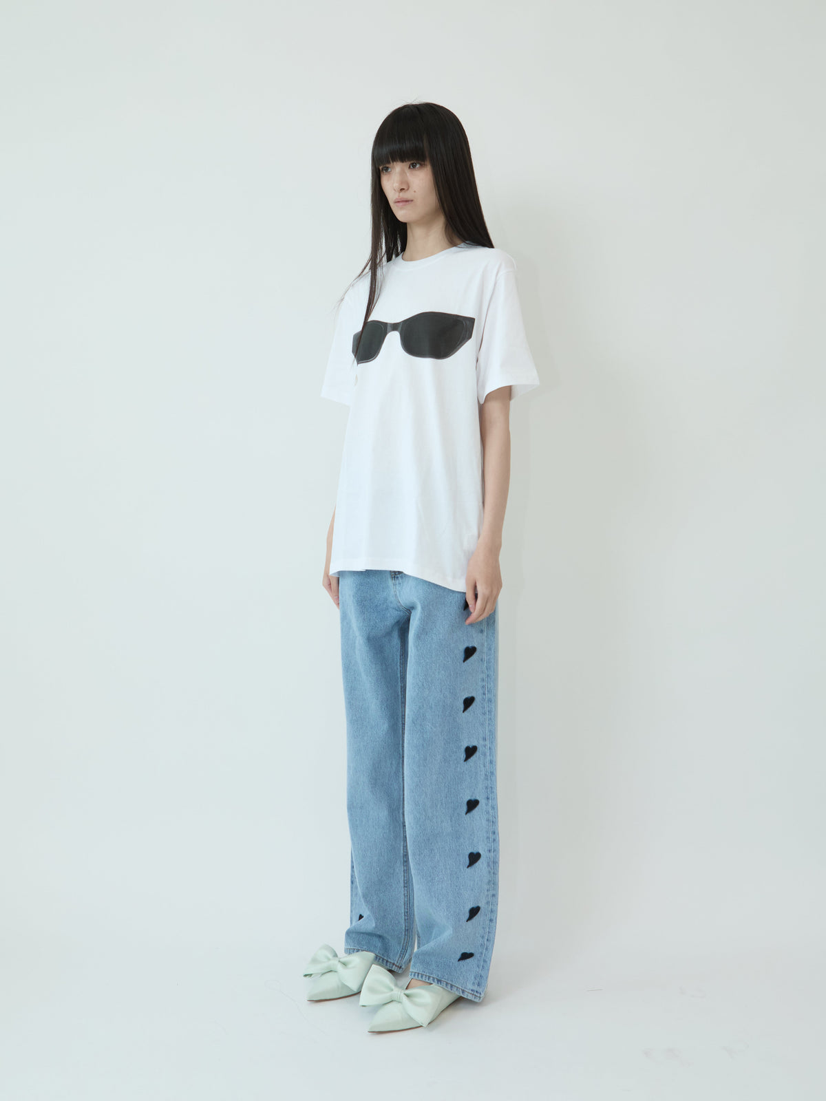 Kimhe Kim - Heart Patches Jeans (Sky Blue/Black) product image 2 | TRAB K-Fashion Australia
