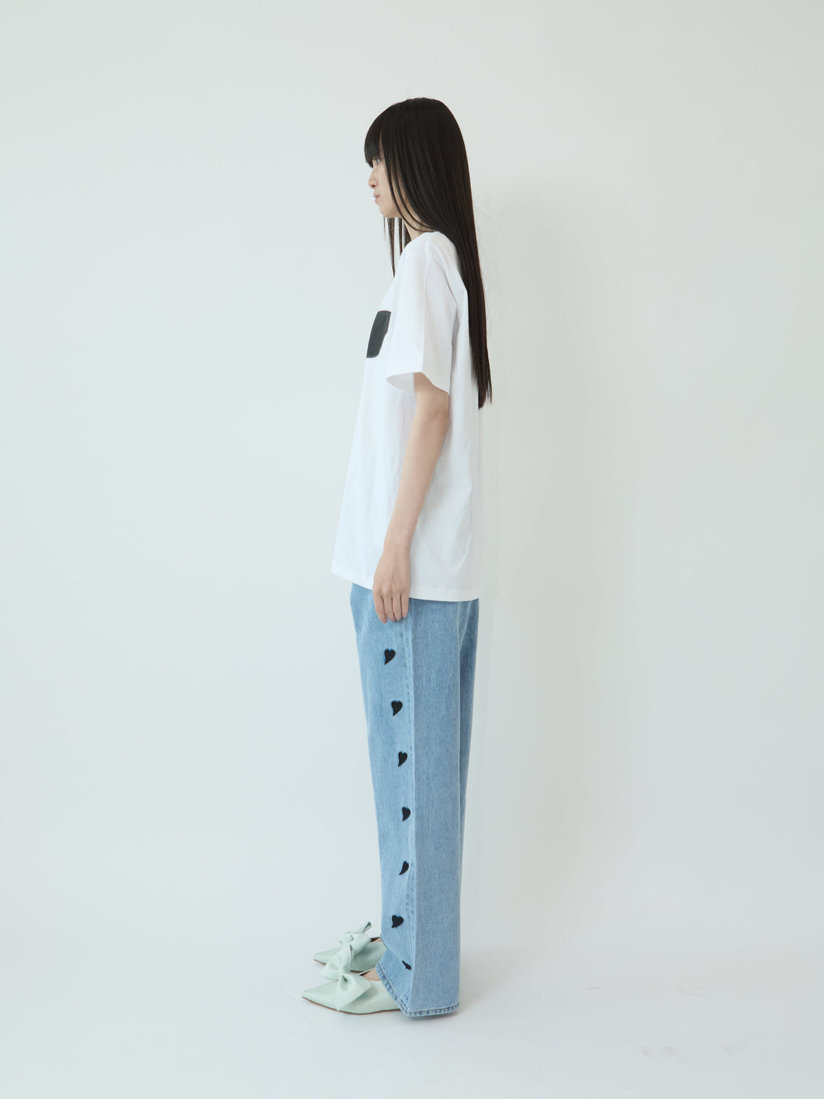 Kimhe Kim - Heart Patches Jeans (Sky Blue/Black) product image 3 | TRAB K-Fashion Australia