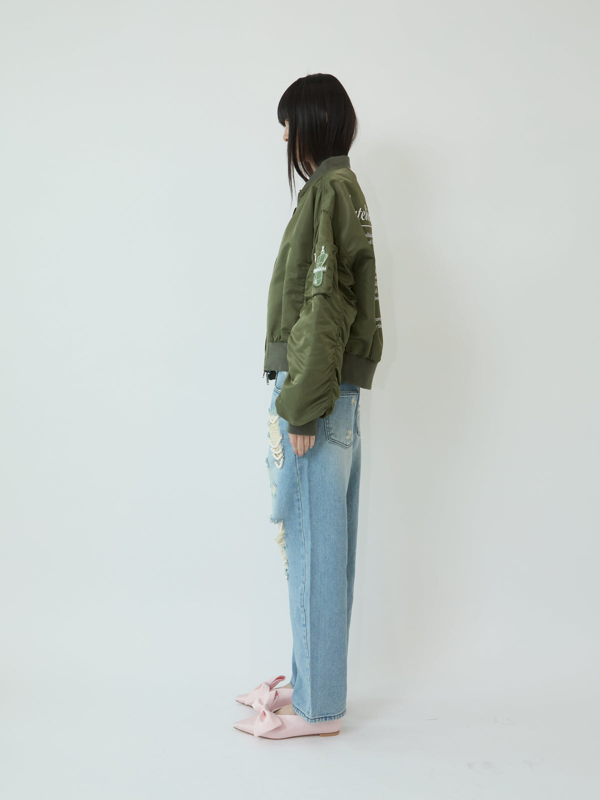 Kimhe Kim - Pearl Embellished Destroyed Jeans (Sky Blue) product image 3 | TRAB K-Fashion Australia