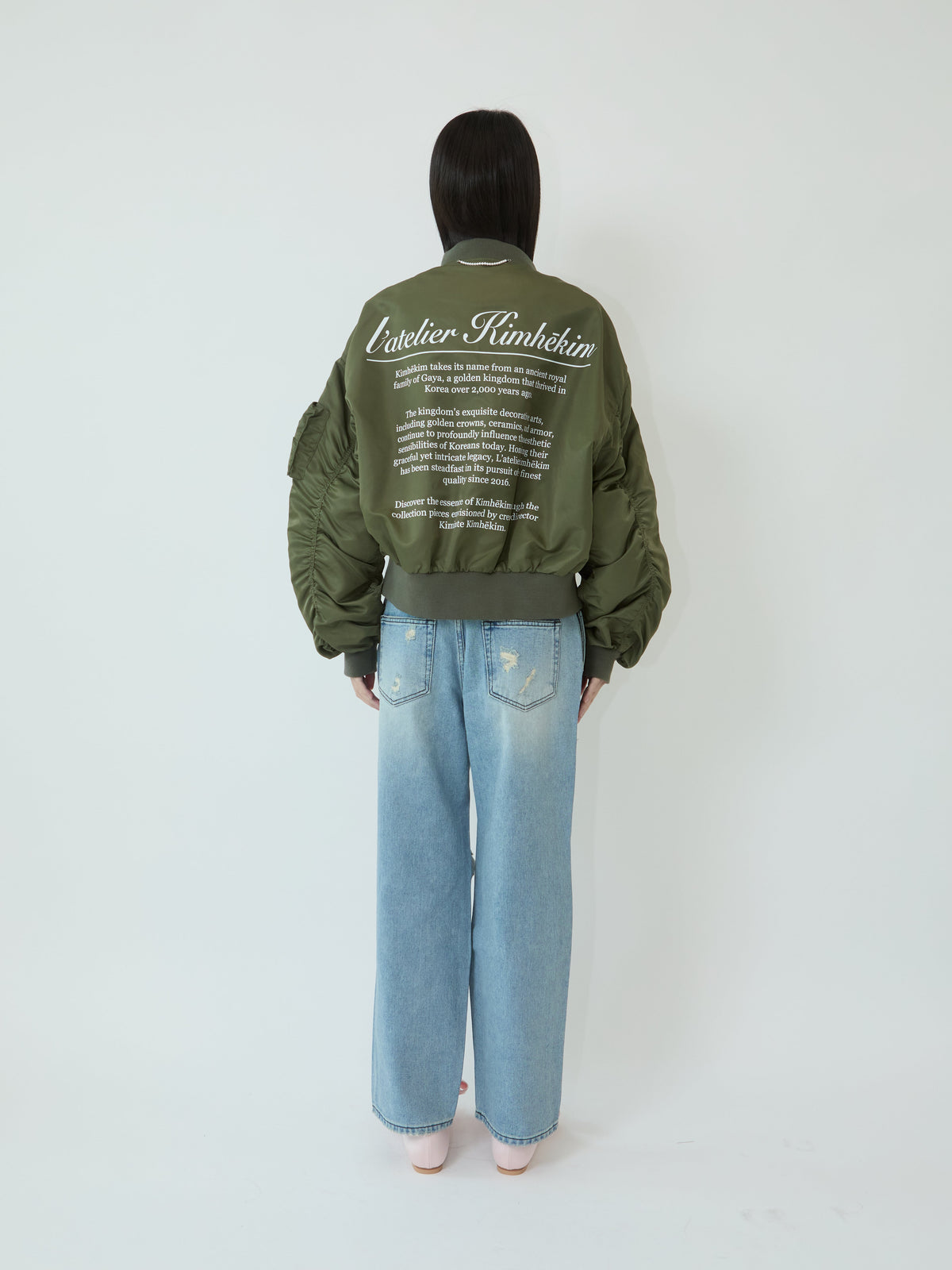 Kimhe Kim - Pearl Embellished Destroyed Jeans (Sky Blue) product image 4 | TRAB K-Fashion Australia