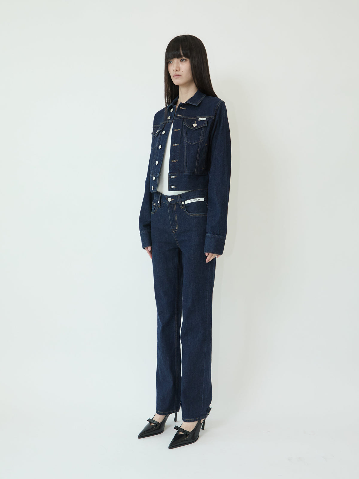Kimhe Kim - Lesley Denim Cropped Jacket (Indigo Blue) product image 2 | TRAB K-Fashion Australia