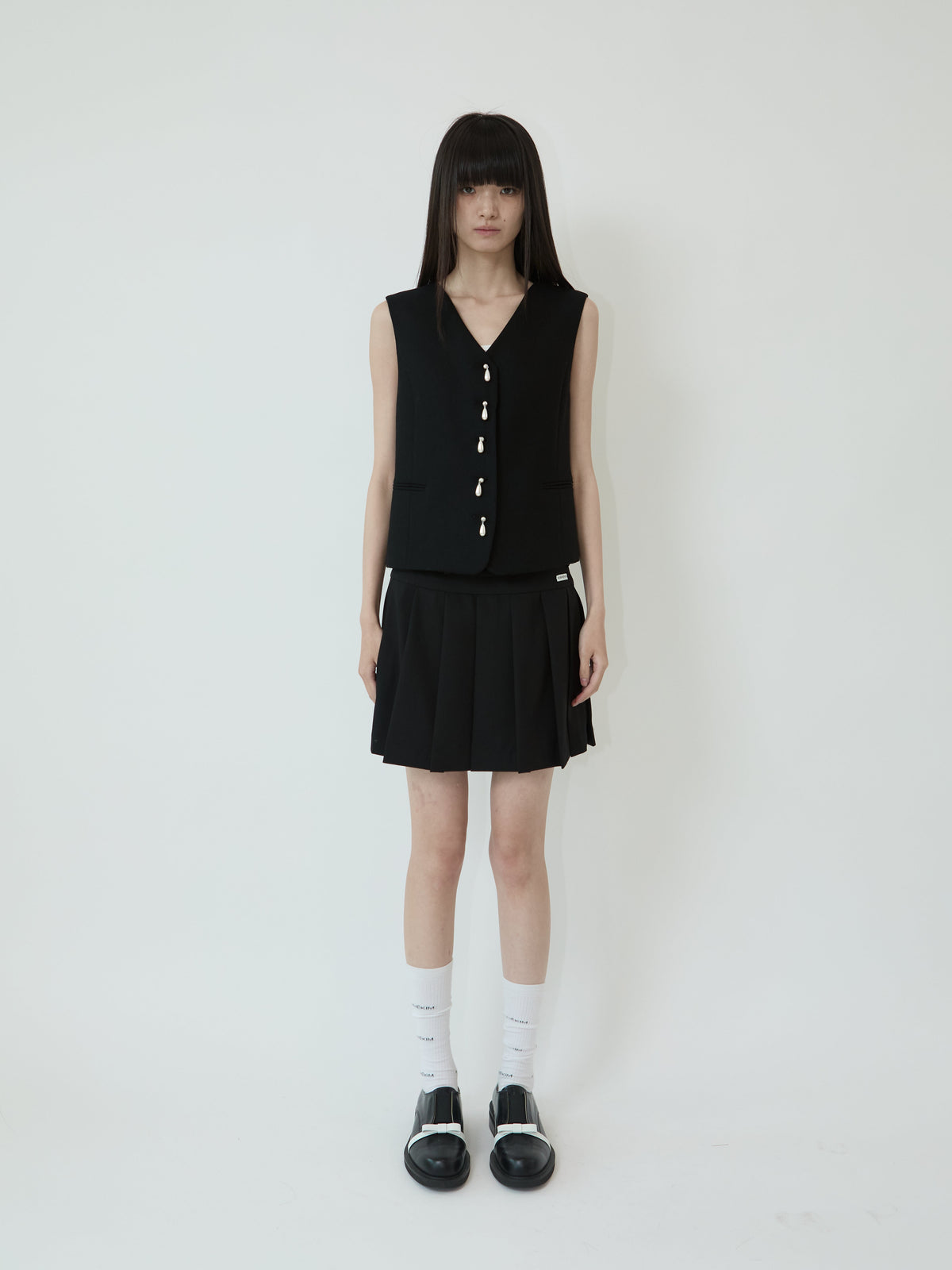 Kimhe Kim - Wool-Blend Belted Skirt (Black) product image 1 | TRAB K-Fashion Australia