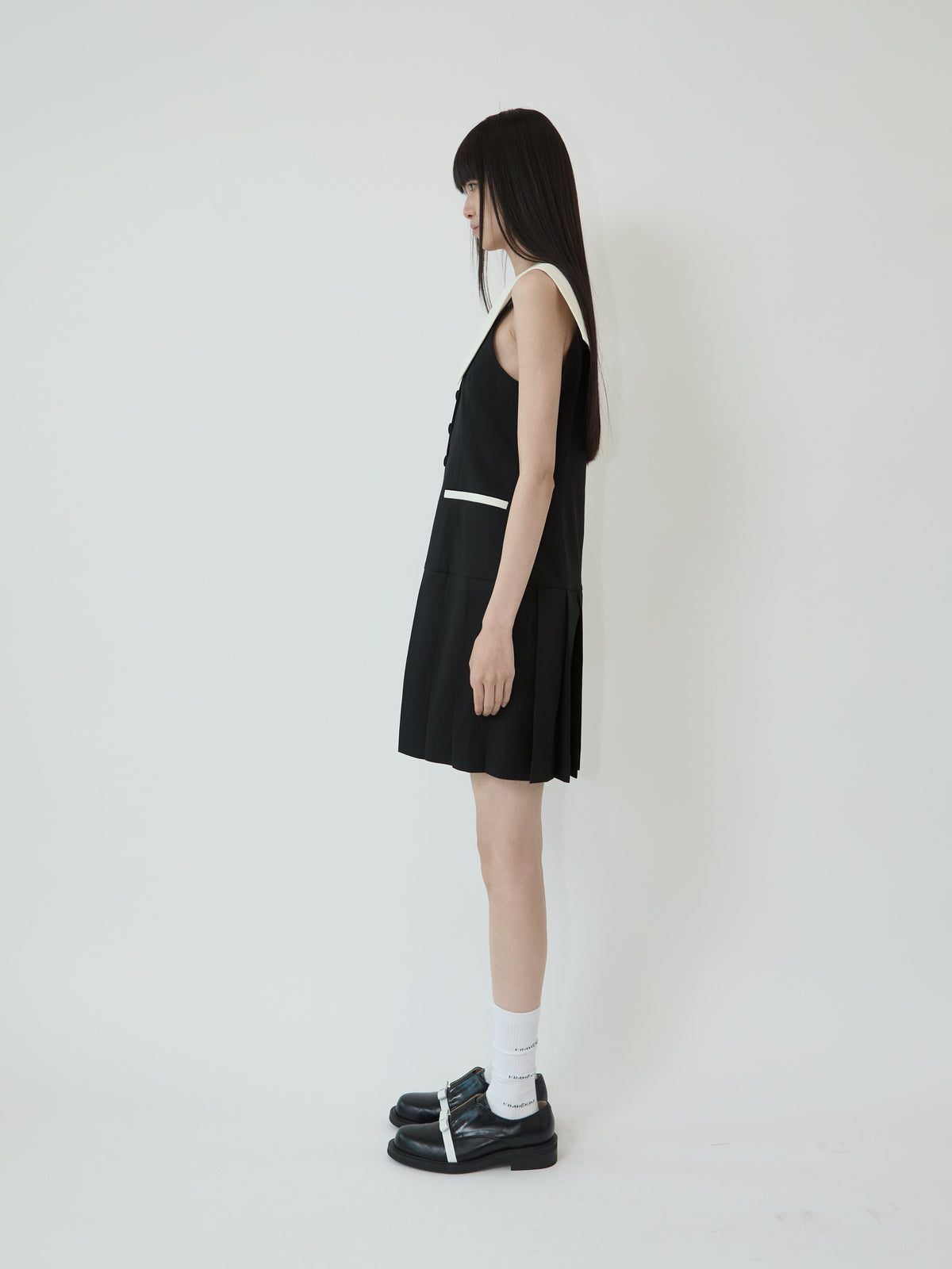 Kimhe Kim - Malevich Sailor Collar Pleated Sleeveless Dress (Black/Ivory) product image 3 | TRAB K-Fashion Australia
