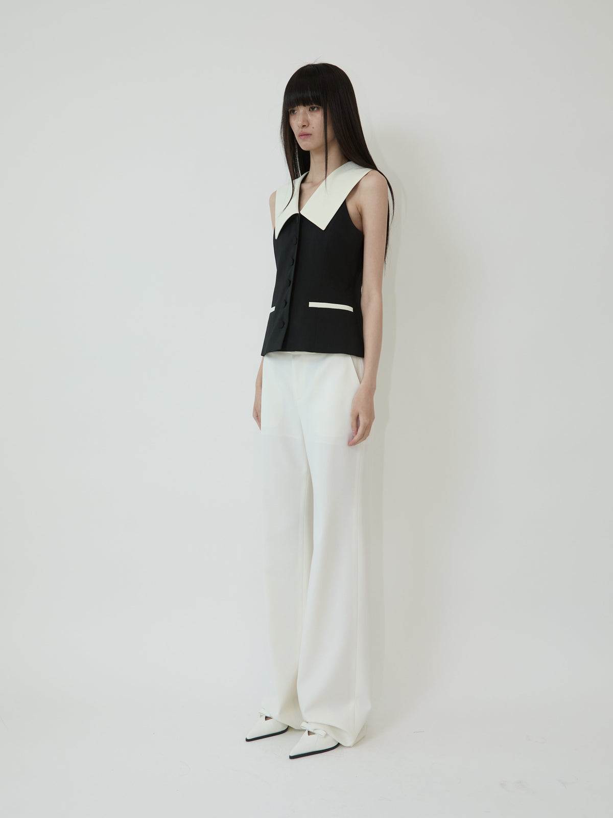 Kimhe Kim - Malevich Sailor Collar Vest (Black/Ivory) product image 2 | TRAB K-Fashion Australia