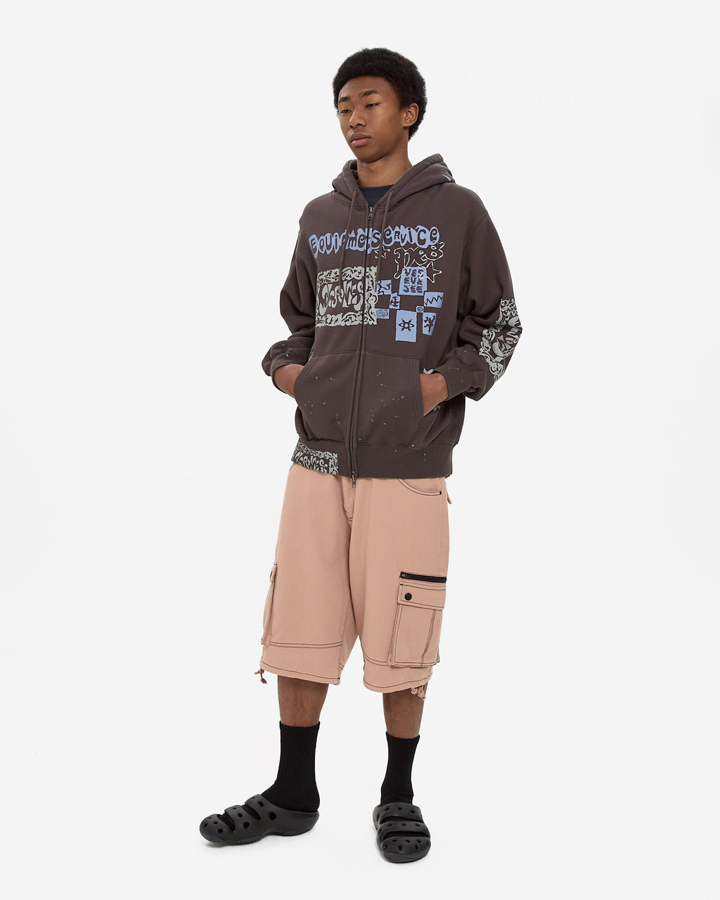 yeseyesee - Scanned Zip-Up Hoodie (Dark Brown) product image 13 | TRAB K-Fashion Australia