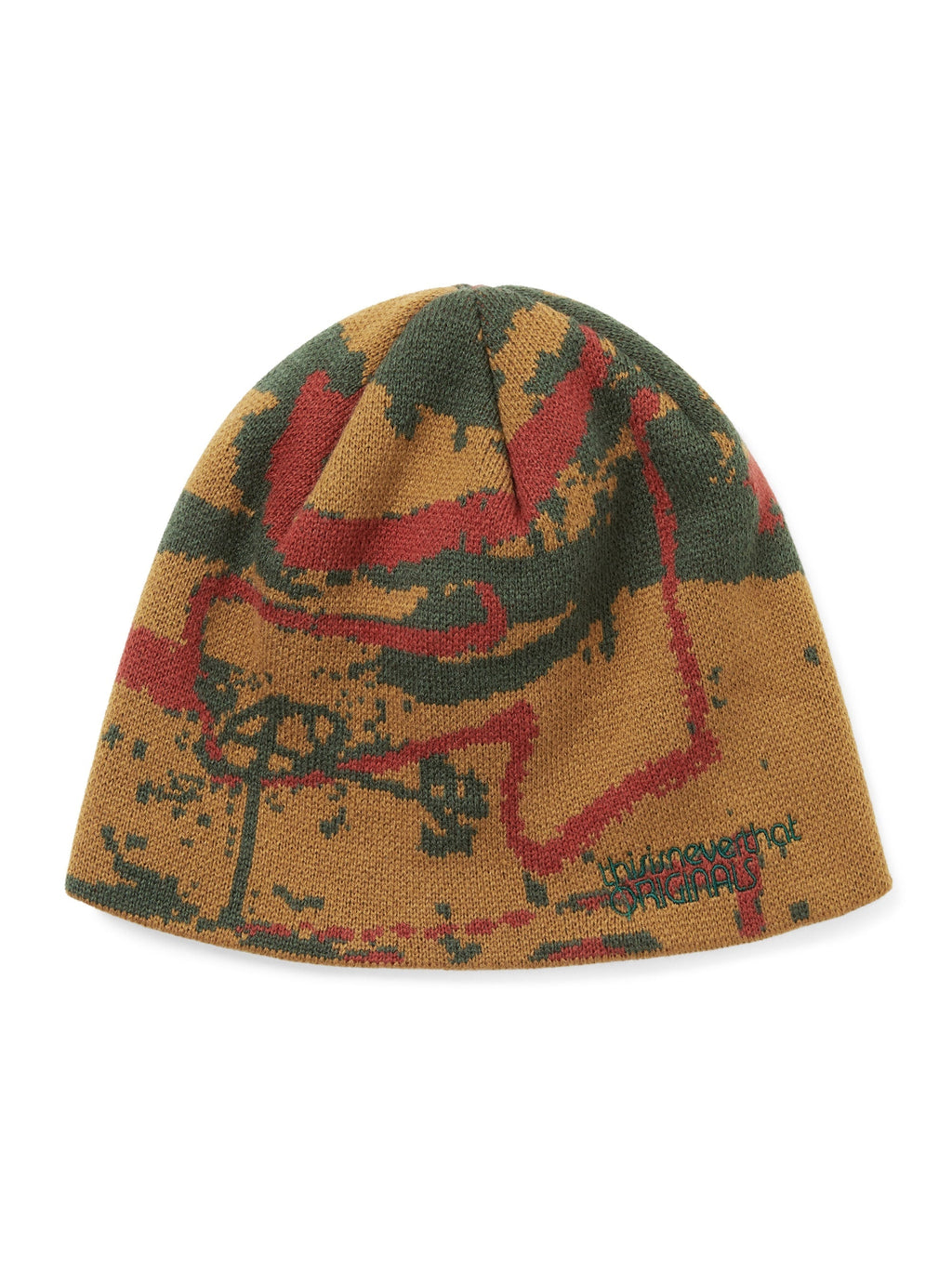 thisisneverthat - Script Jacquard No Cuff Beanie (Camel) product image 1 | TRAB K-Fashion Australia