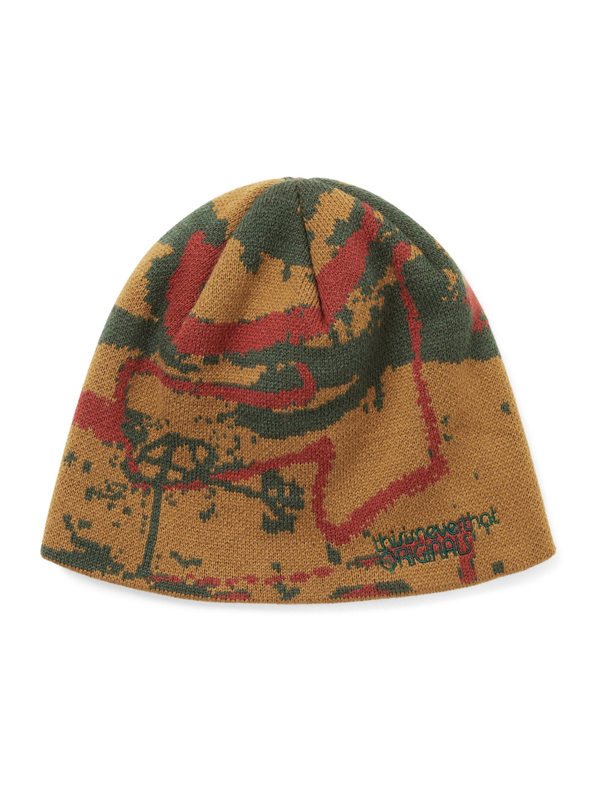 thisisneverthat - Script Jacquard No Cuff Beanie (Camel) product image 1 | TRAB K-Fashion Australia