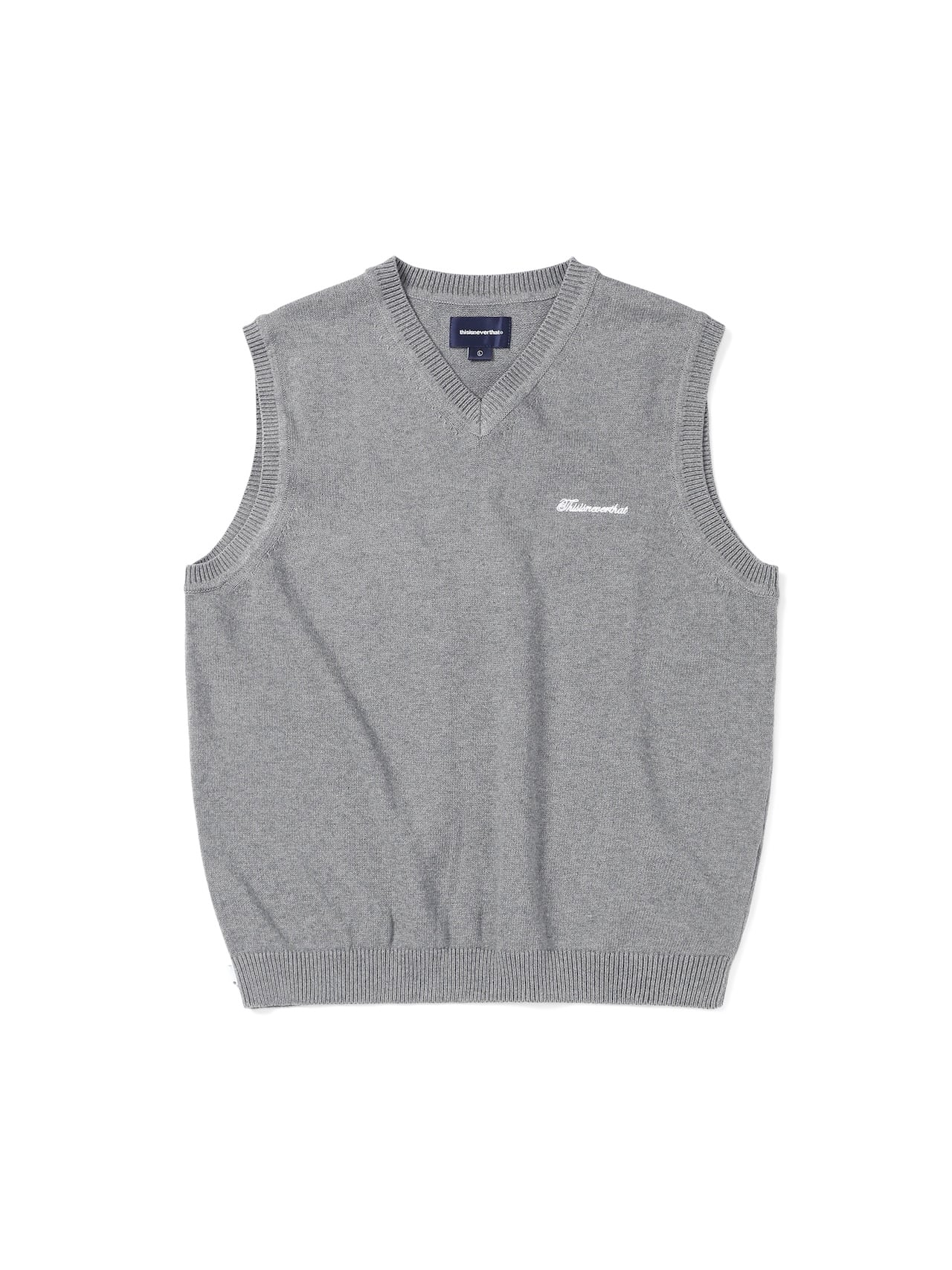 thisisneverthat - Script Logo Knit Vest (Grey) product image 1 | TRAB K-Fashion Australia