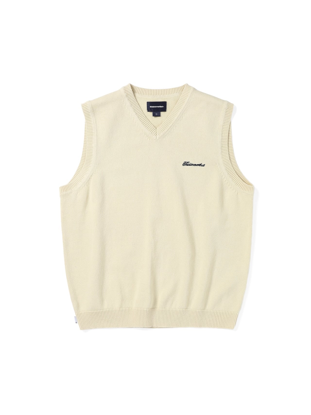 thisisneverthat - Script Logo Knit Vest (Ivory) product image 1 | TRAB K-Fashion Australia