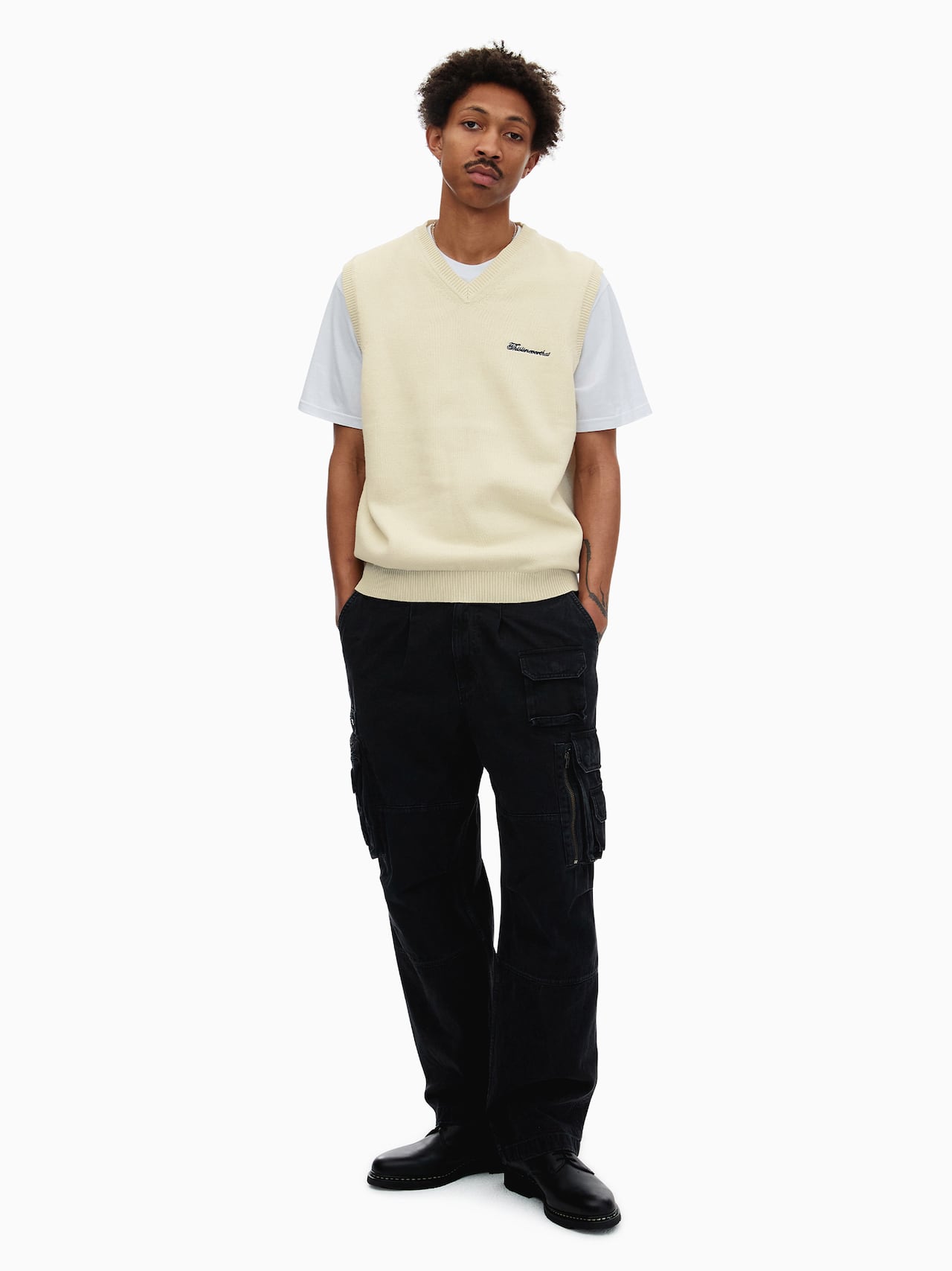 thisisneverthat - Script Logo Knit Vest (Ivory) product image 5 | TRAB K-Fashion Australia