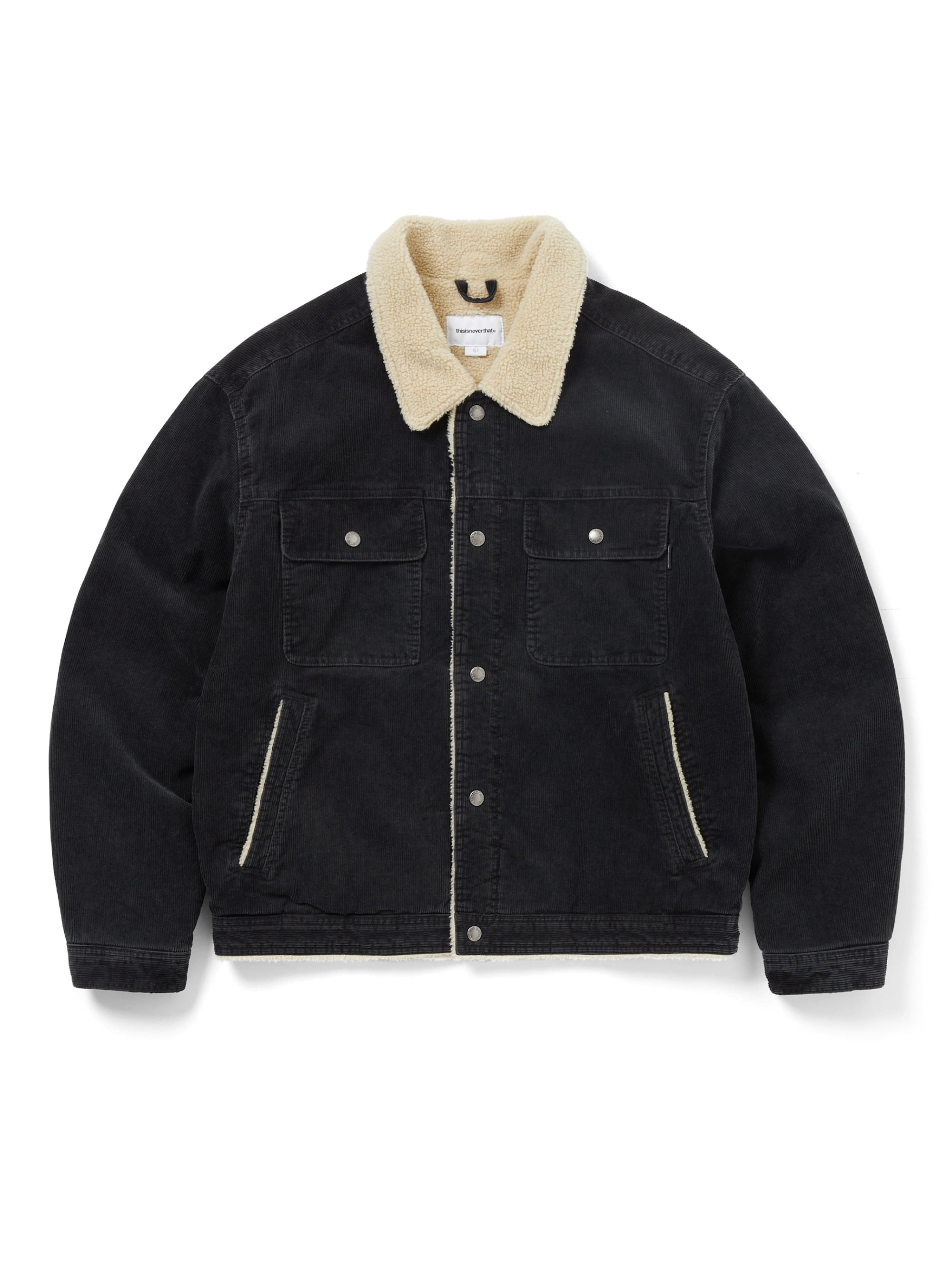 thisisneverthat - Sherpa Lined Corduroy Trucker Jacket (black) product image 1 | TRAB K-Fashion Australia