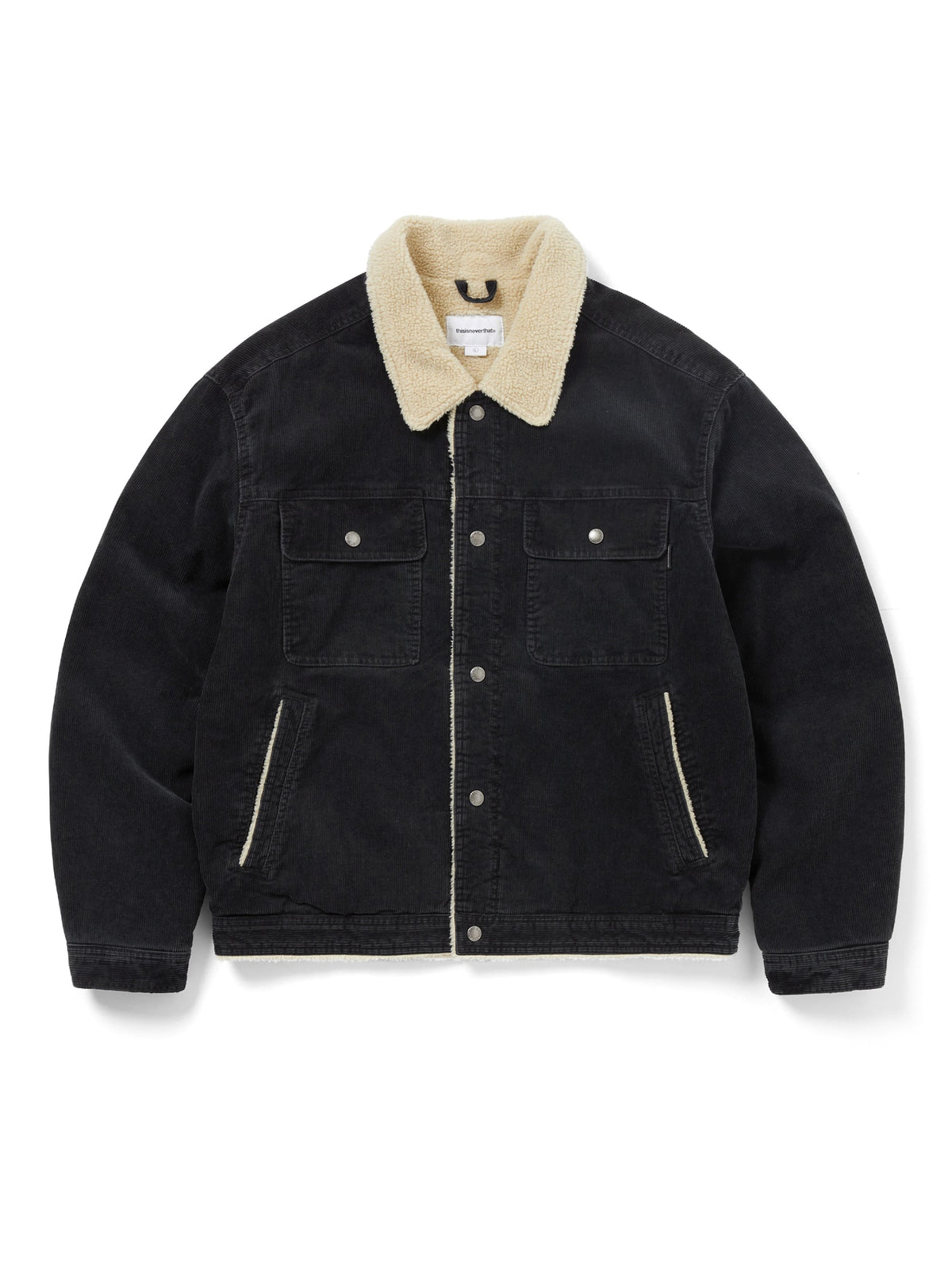 thisisneverthat - Sherpa Lined Corduroy Trucker Jacket (Black) product image 1 | TRAB K-Fashion Australia