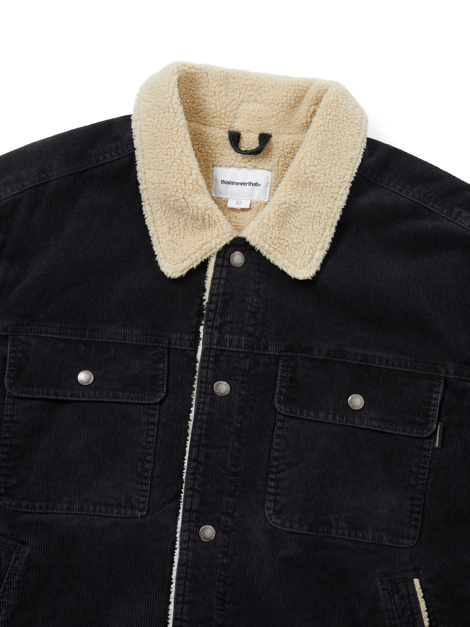thisisneverthat - Sherpa Lined Corduroy Trucker Jacket (black) product image 2 | TRAB K-Fashion Australia