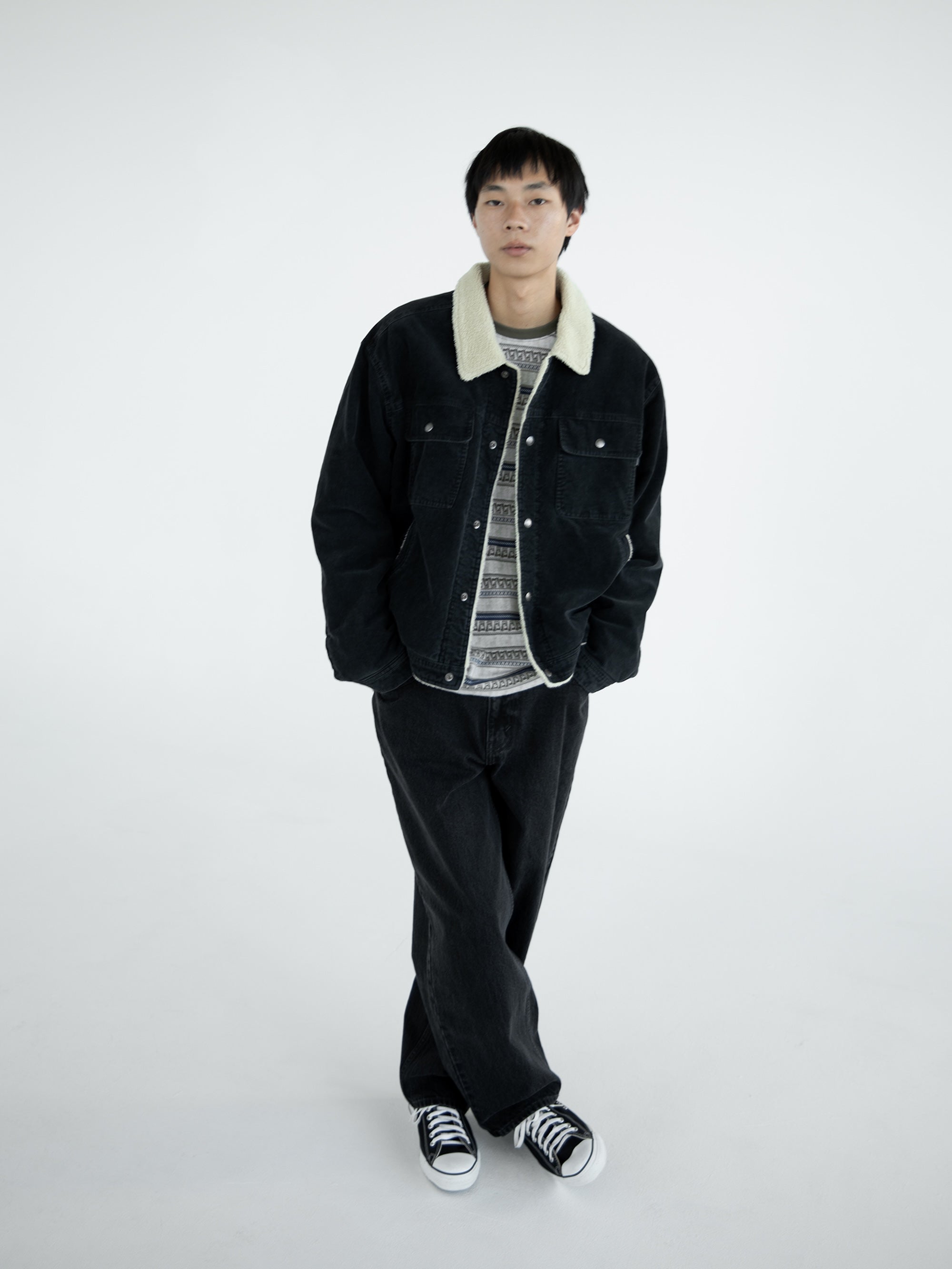 thisisneverthat - Sherpa Lined Corduroy Trucker Jacket (black) product image 5 | TRAB K-Fashion Australia