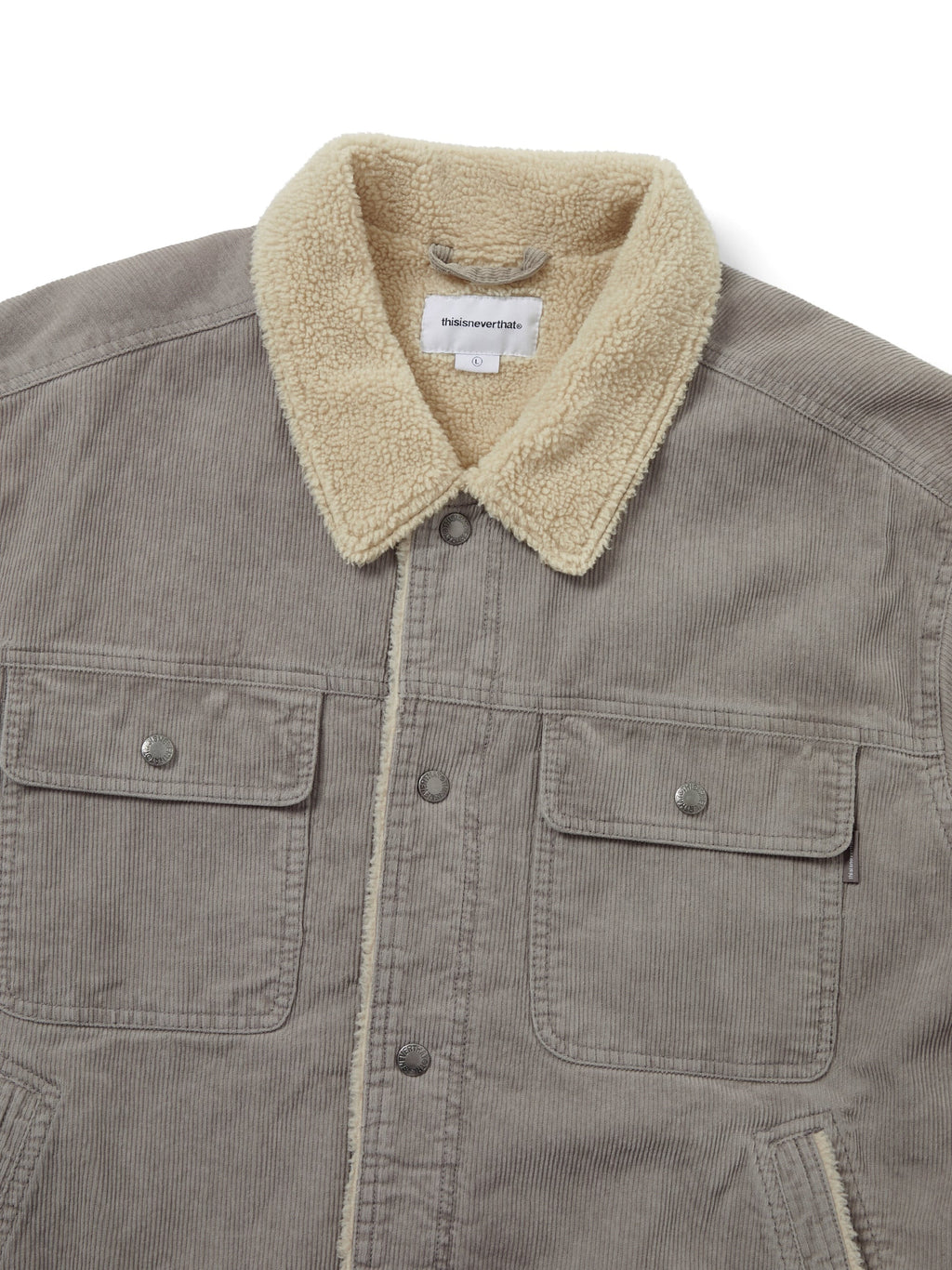 thisisneverthat - Sherpa Lined Corduroy Trucker Jacket (grey) product image 2 | TRAB K-Fashion Australia