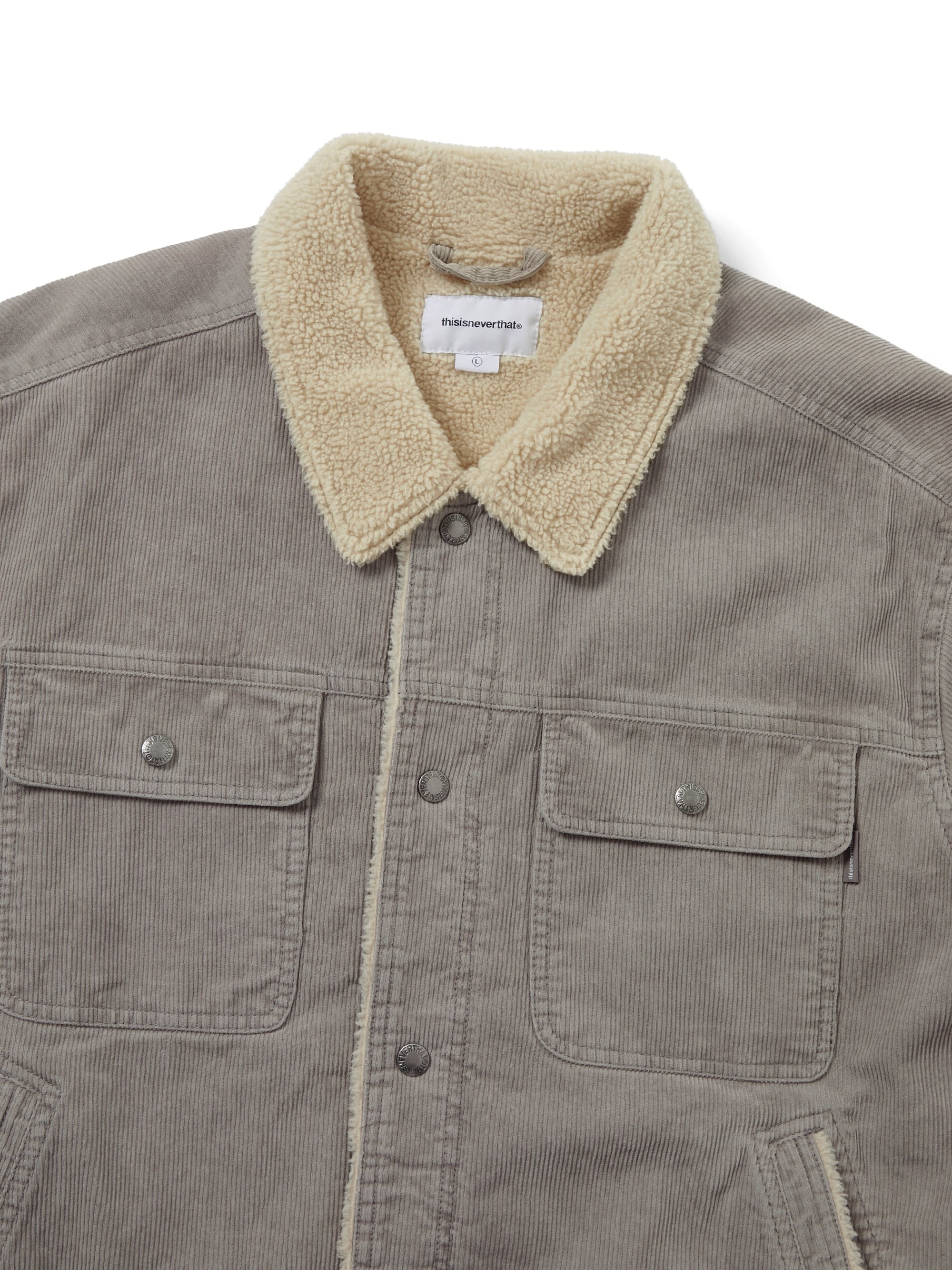 thisisneverthat - Sherpa Lined Corduroy Trucker Jacket (grey) product image 2 | TRAB K-Fashion Australia