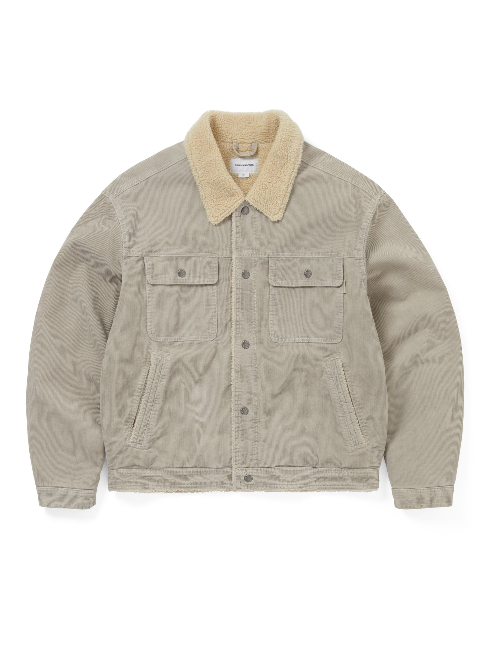 thisisneverthat - Sherpa Lined Corduroy Trucker Jacket (stone) product image 1 | TRAB K-Fashion Australia