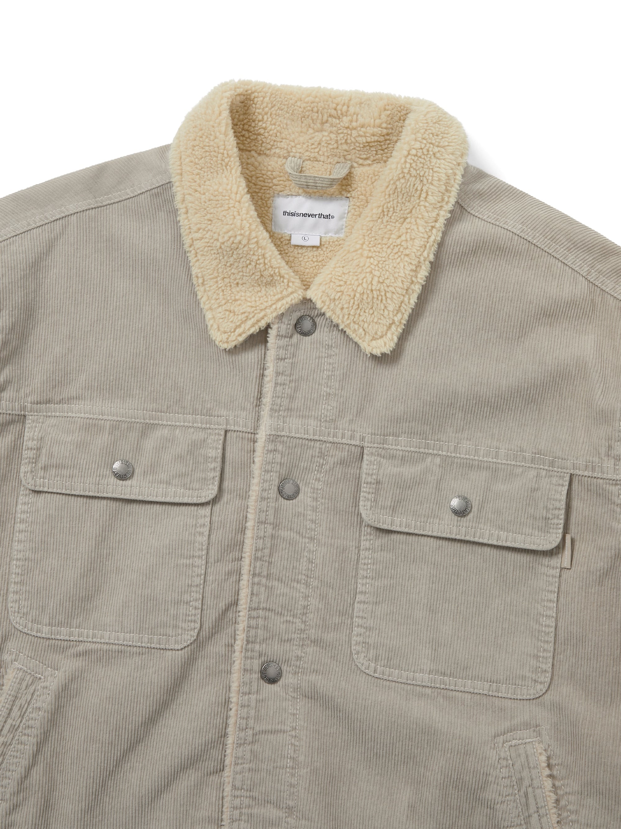 thisisneverthat - Sherpa Lined Corduroy Trucker Jacket (stone) product image 2 | TRAB K-Fashion Australia