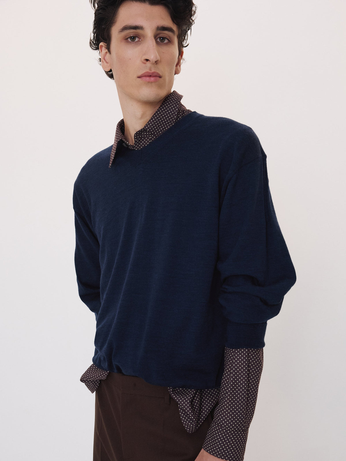 Recto - Shirt Cuffs Detail Knit Top (Indigo Navy) product image 4 | TRAB K-Fashion Australia