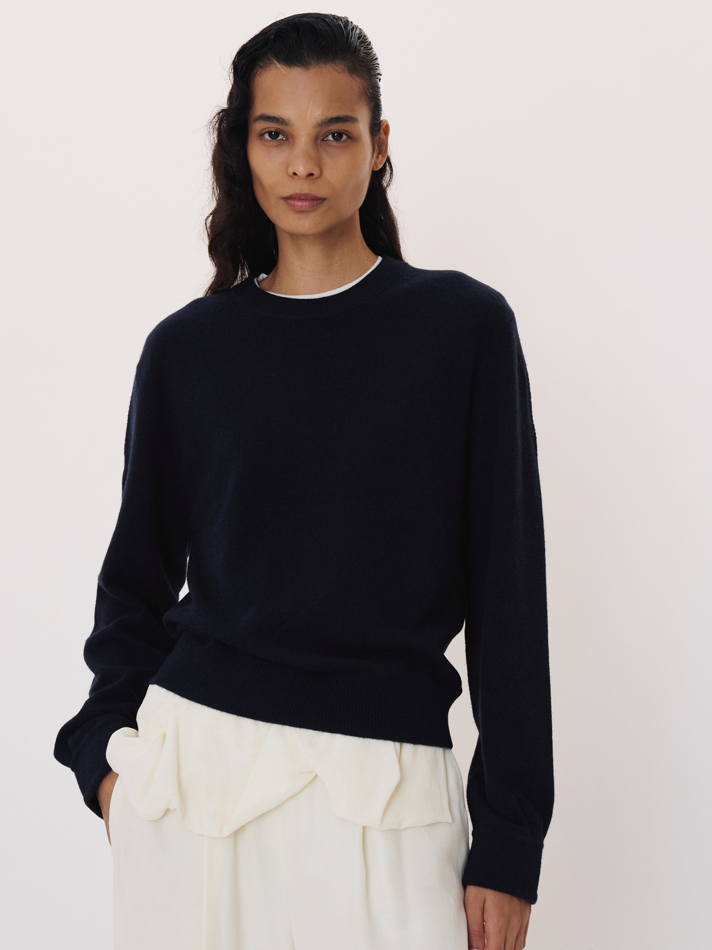 Recto - Shirt Cuffs Detail Knit Top (Indigo Navy) product image 2 | TRAB K-Fashion Australia