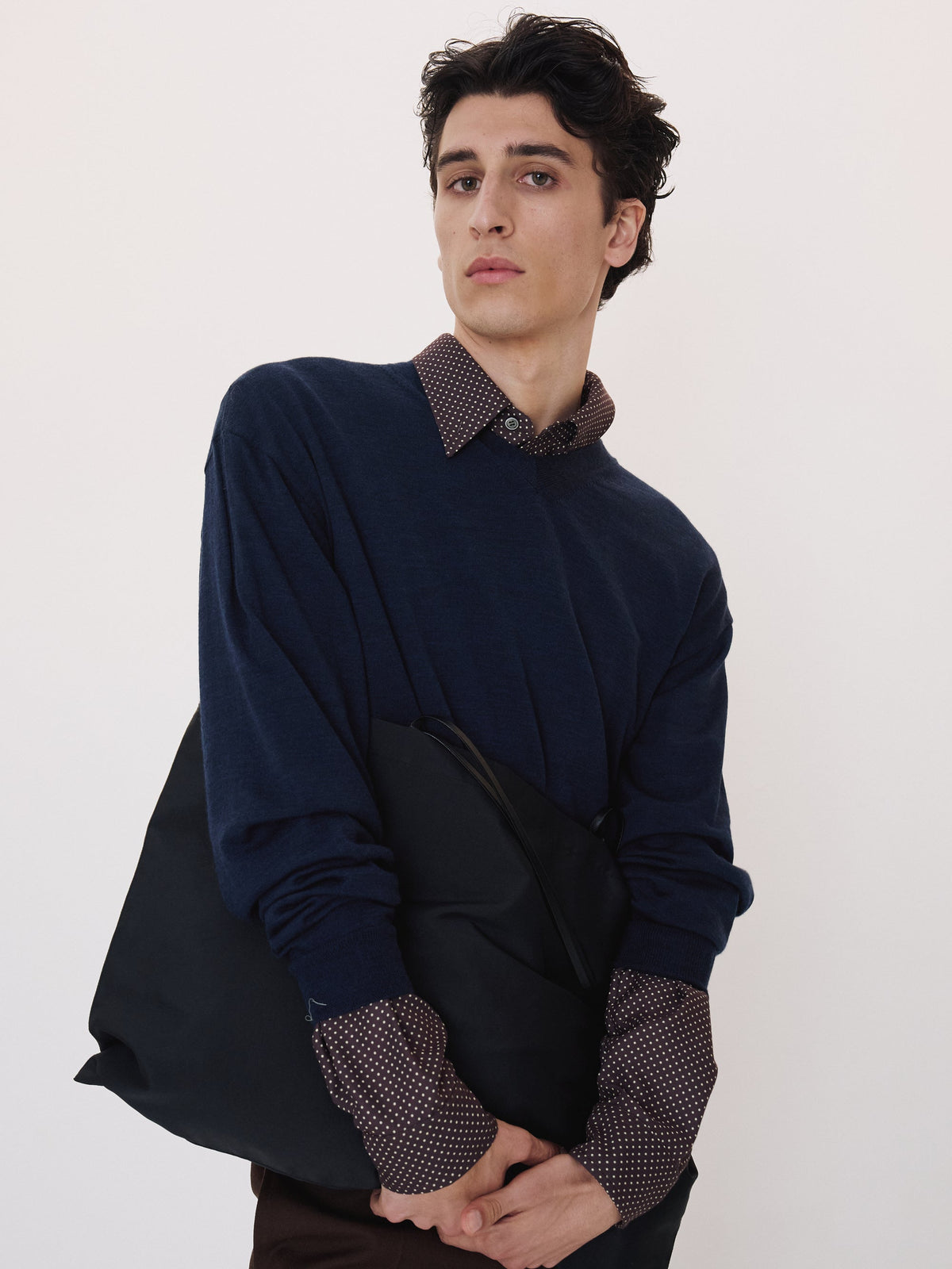 Recto - Shirt Cuffs Detail Knit Top (Indigo Navy) product image 3 | TRAB K-Fashion Australia