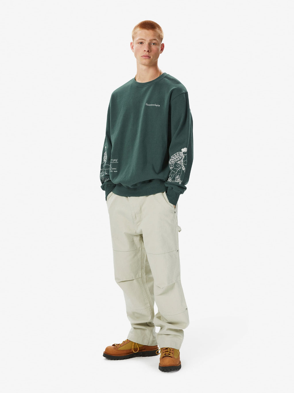thisisneverthat - Sketch Embroidery Crewneck (Dark Green) product image 7 | TRAB K-Fashion Australia
