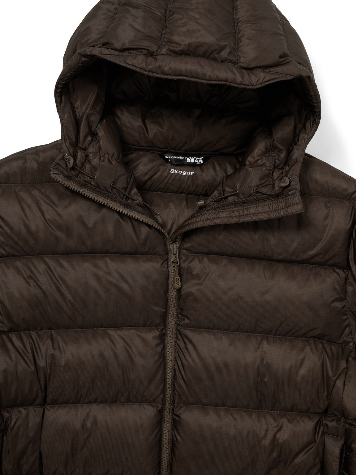 thisisneverthat - Skogar Hooded MID Down Jacket (Brown) product image 2 | TRAB K-Fashion Australia
