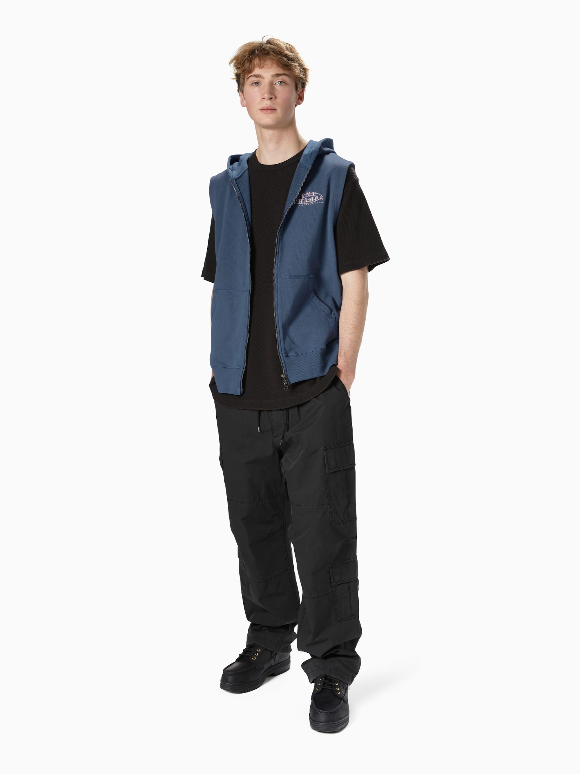 thisisneverthat - Sleeveless Zip Up Hoodie Deep (Water) product image 4 | TRAB K-Fashion Australia