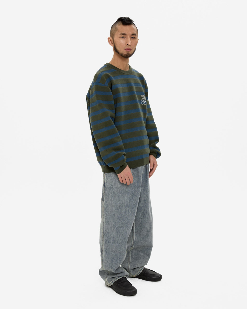 yeseyesee - Speckled Stripe Knit Pullover (Deep Green) product image 7 | TRAB K-Fashion Australia